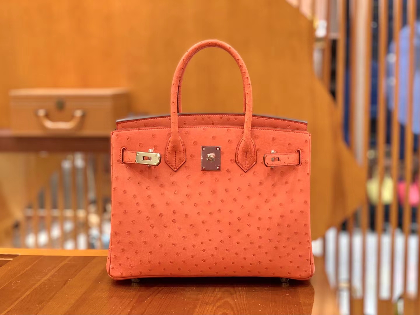 Hermès（爱马仕）Birkin 铂金包  南非KK级鸵鸟皮 德克萨斯粉 银扣 30cm 原版蜜蜡线 顶级手缝