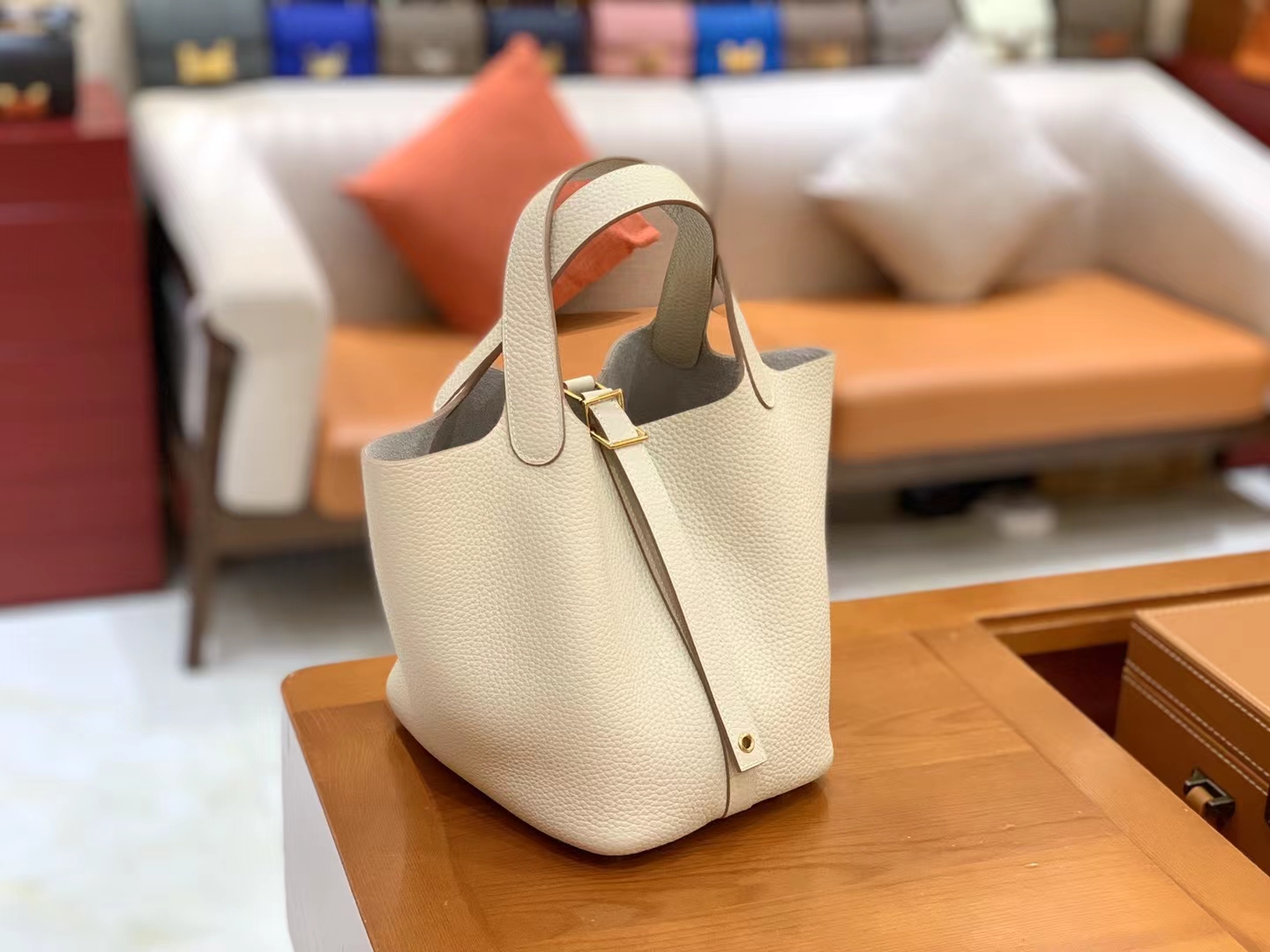 Hermès（爱马仕）Picotin 菜篮子 奶昔白 进口TC大牛皮 金扣 18cm 原版蜜蜡线 顶级手缝