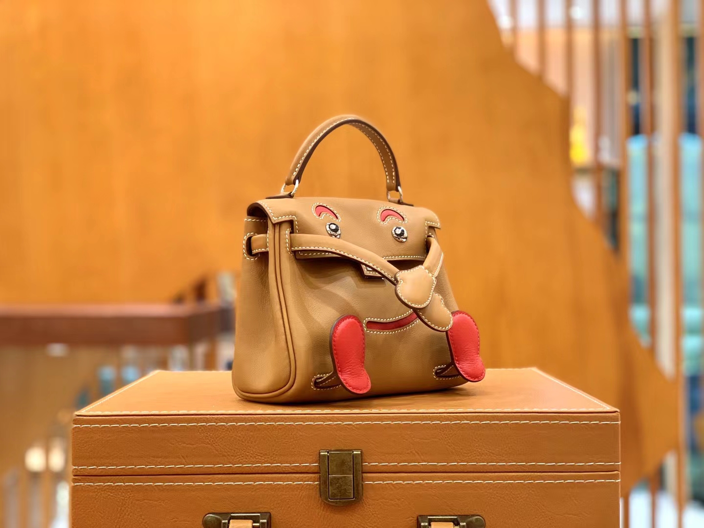 Hermès（爱马仕）Kelly doll 娃娃包 金棕色 进口swift皮 蜡线手缝