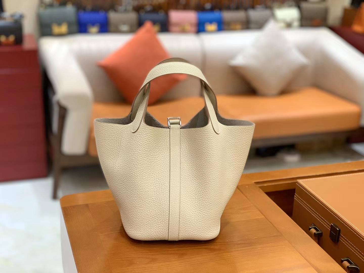 Hermès（爱马仕）Picotin 菜篮子 奶昔白 进口TC大牛皮 银扣 18cm 原版蜜蜡线 顶级手缝
