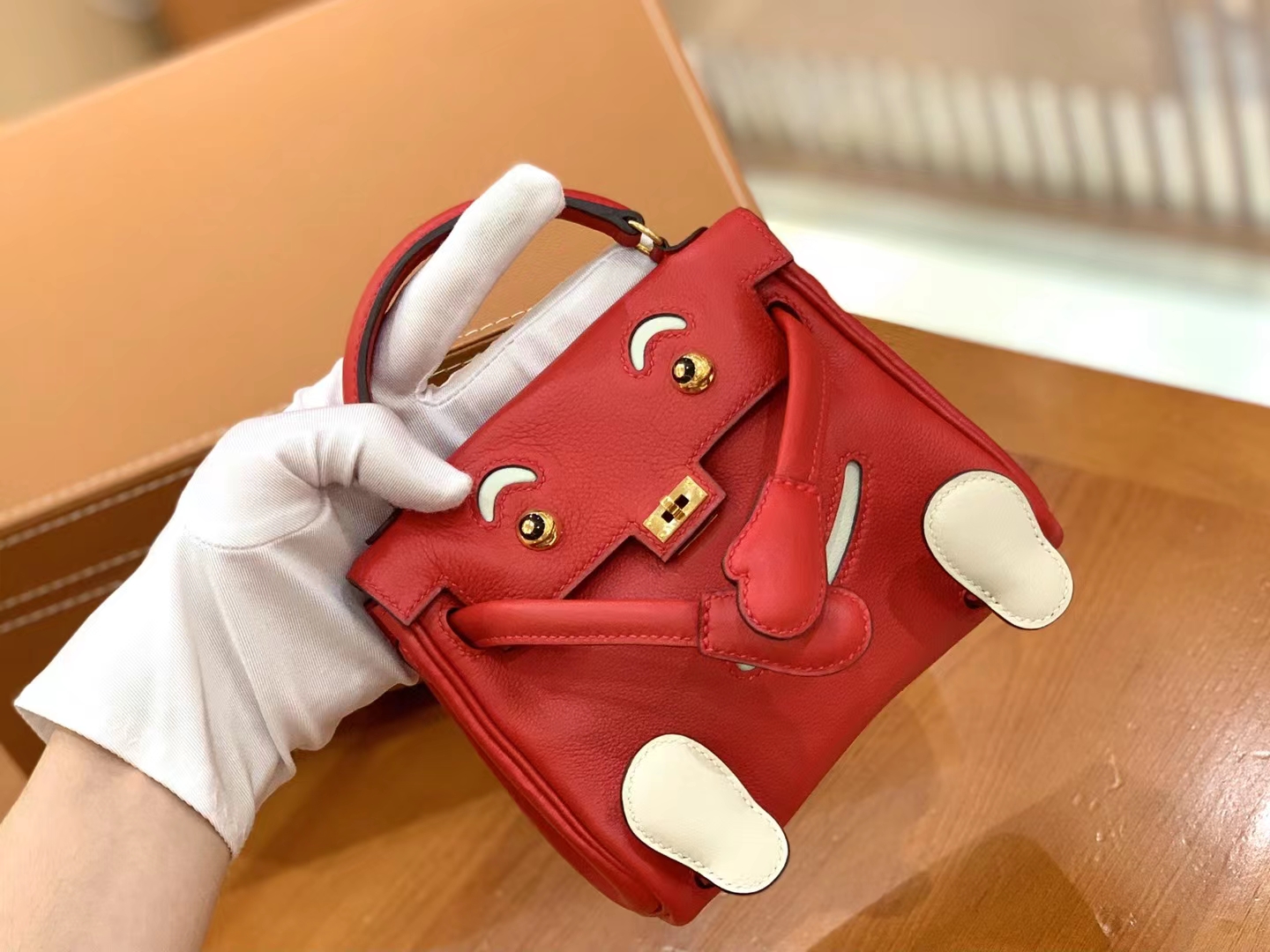Hermès（爱马仕）Kelly doll 娃娃包 国旗红 进口swift皮 蜡线手缝