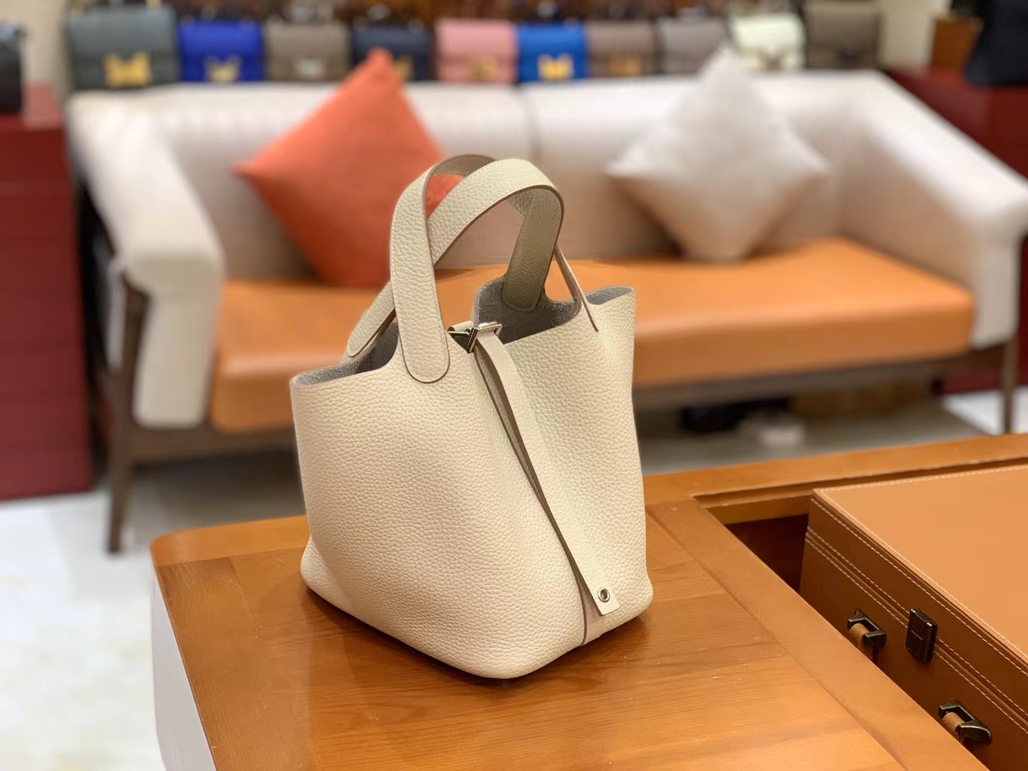 Hermès（爱马仕）Picotin 菜篮子 奶昔白 进口TC大牛皮 银扣 18cm 原版蜜蜡线 顶级手缝