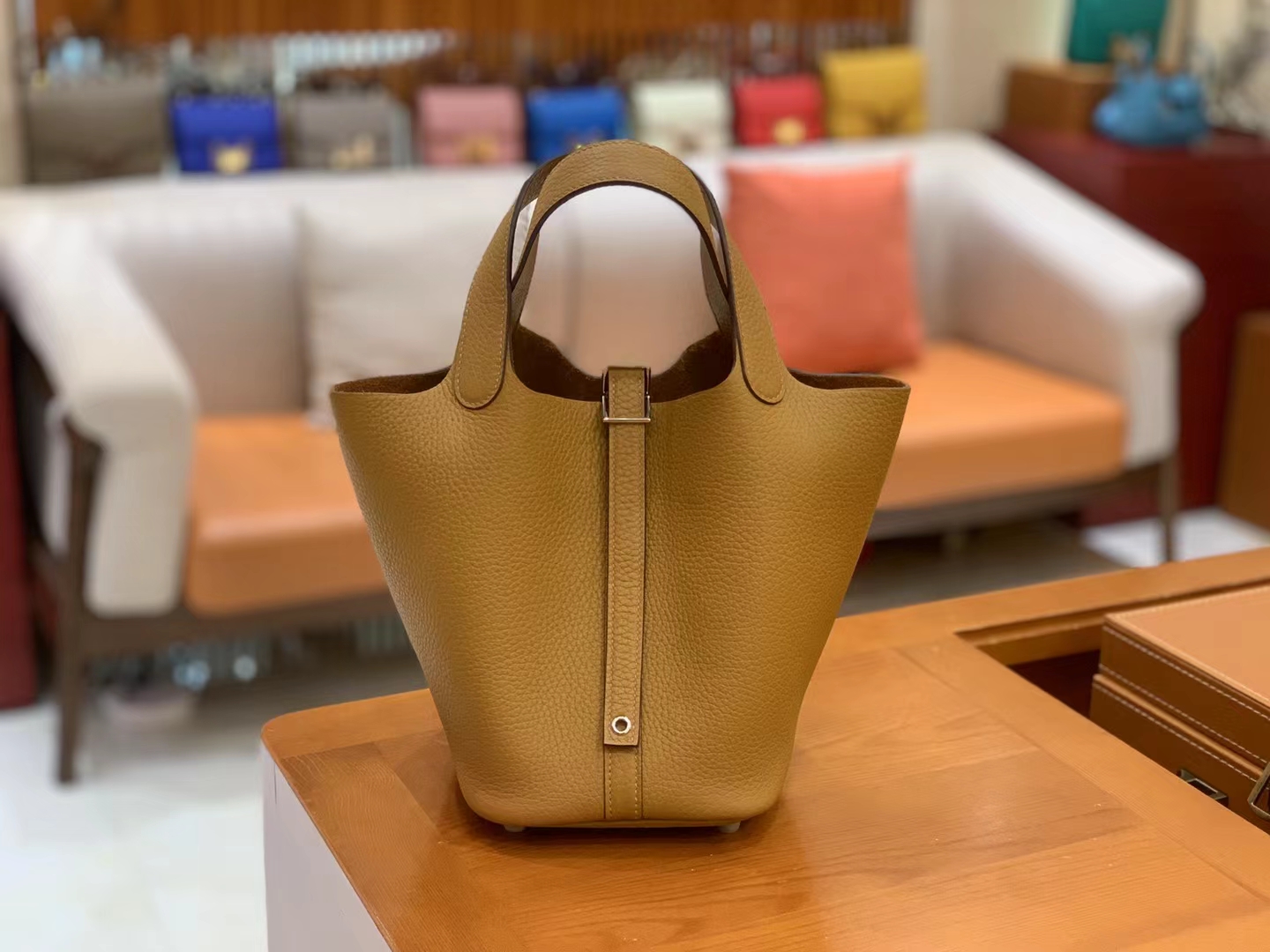 Hermès（爱马仕）Picotin 菜篮子 芝麻色 进口TC大牛皮 银扣 18cm 原版蜜蜡线 顶级手缝