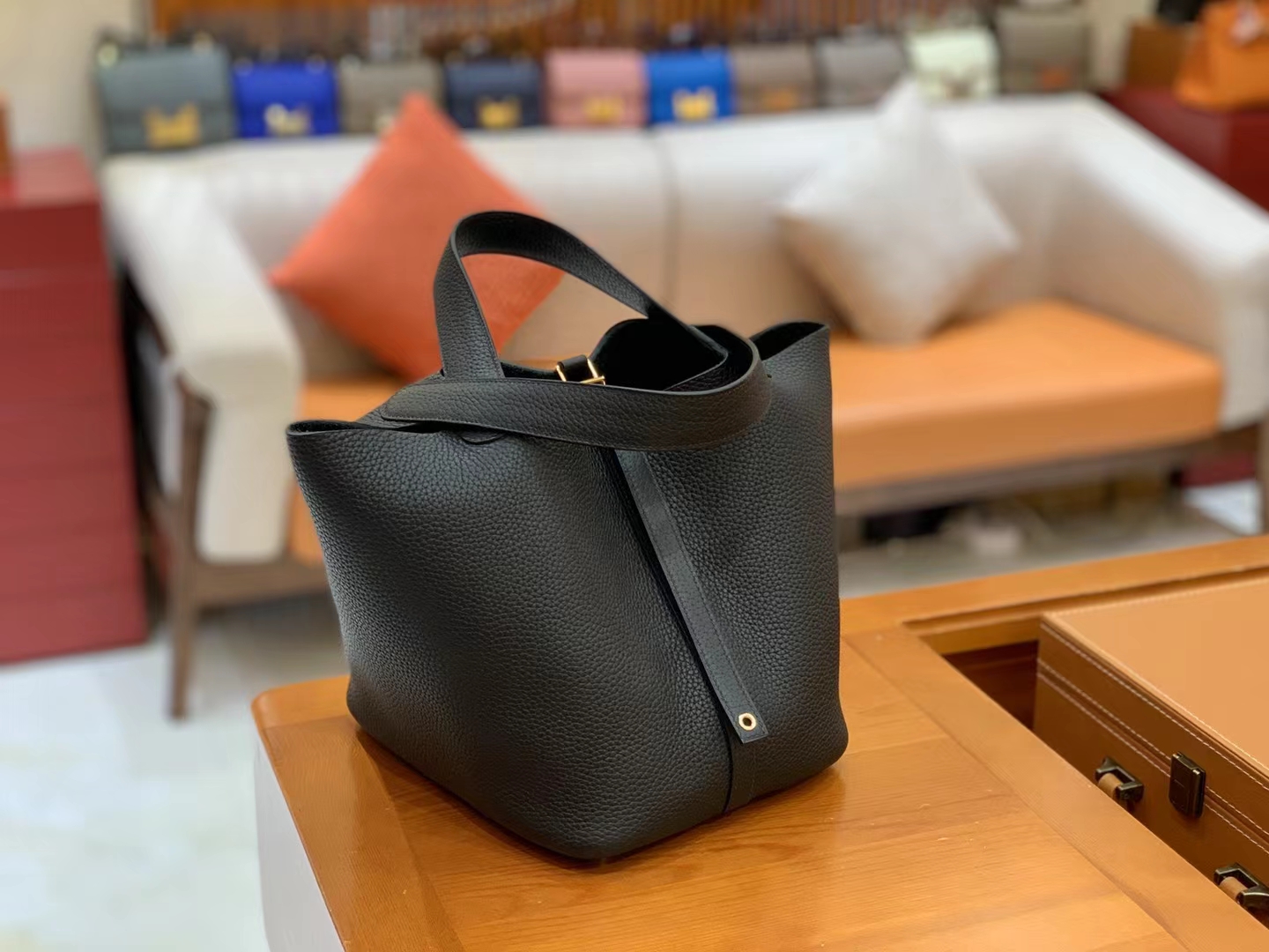 Hermès（爱马仕）Picotin 菜篮子 经典黑 进口TC大牛皮 金扣 22cm 原版蜜蜡线 顶级手缝