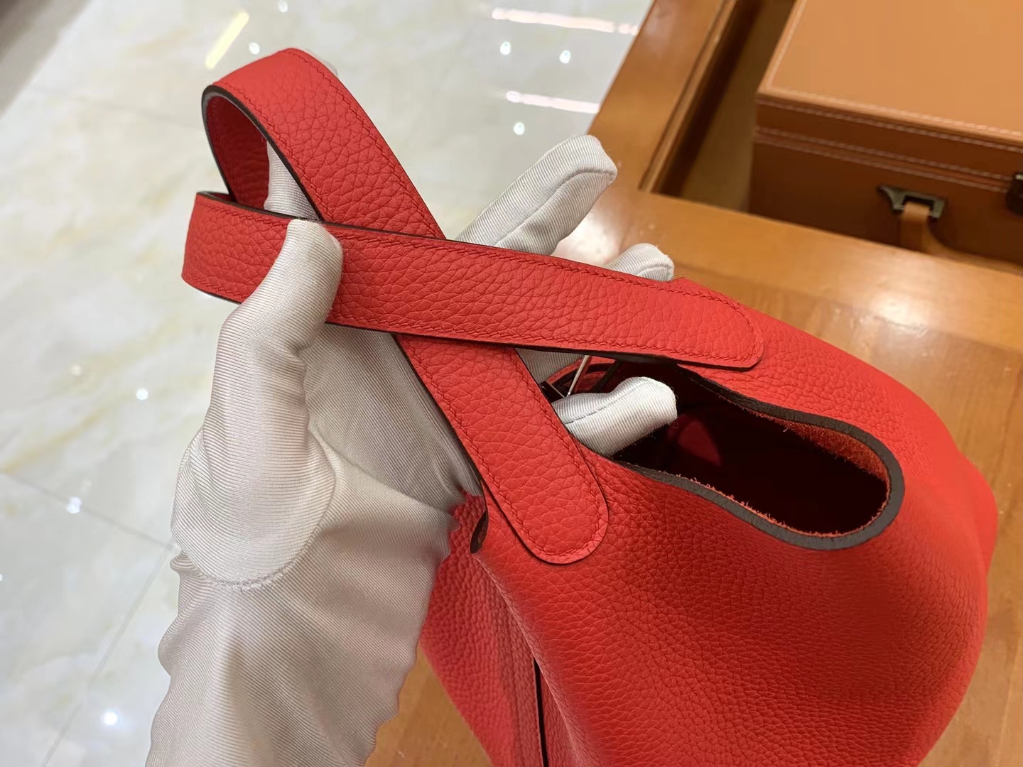 Hermès（爱马仕）Picotin 菜篮子 大红色 进口TC大牛皮 银扣 18cm 原版蜜蜡线 顶级手缝