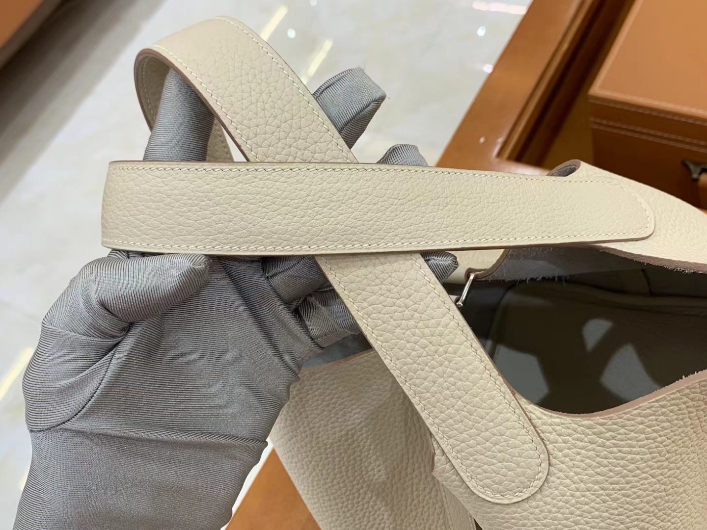 Hermès（爱马仕）Picotin 菜篮子 奶昔白 进口TC大牛皮 银扣 22cm 原版蜜蜡线 顶级手缝