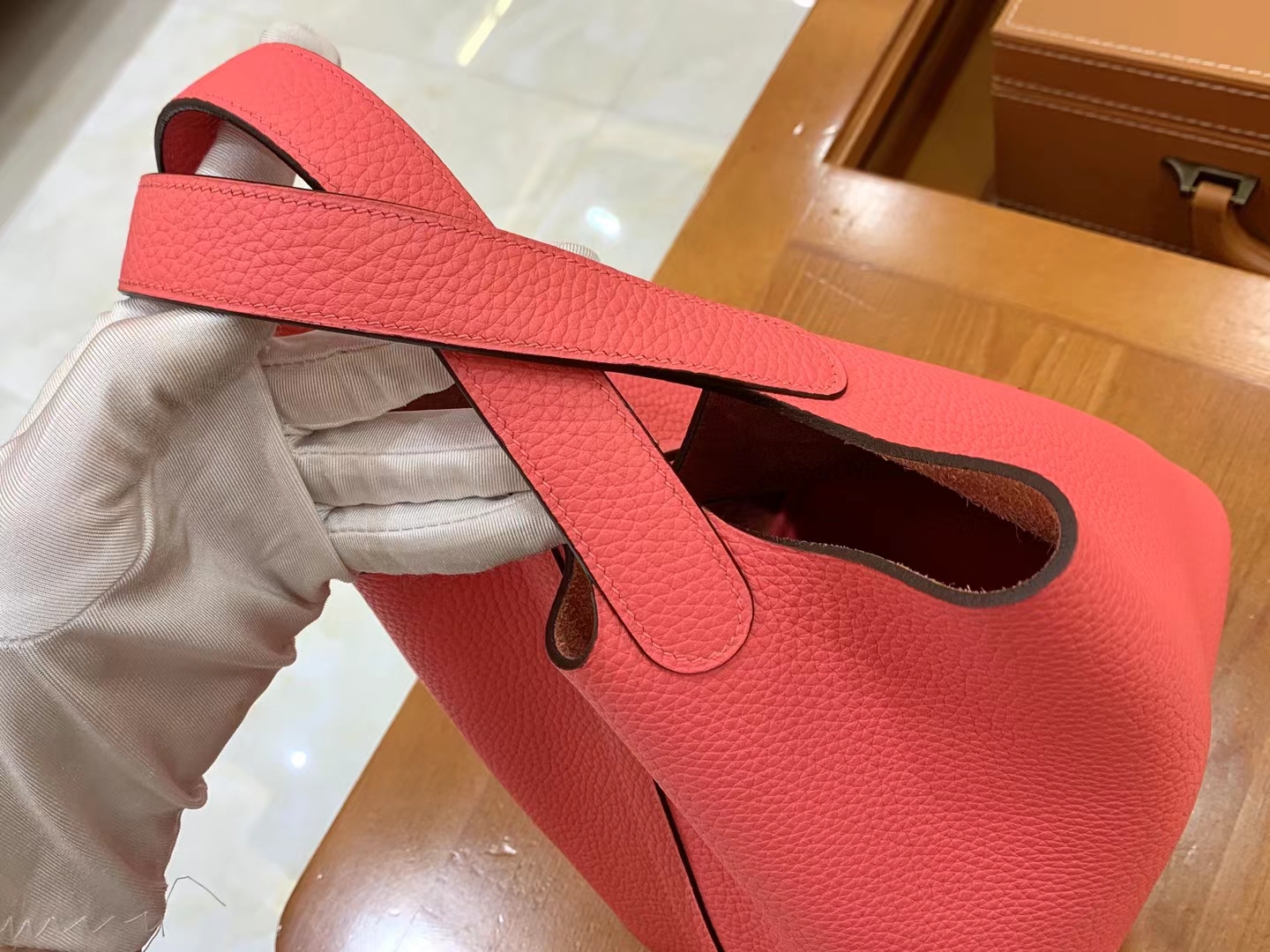 Hermès（爱马仕）Picotin 菜篮子 唇膏粉 进口TC大牛皮 银扣 18cm 原版蜜蜡线 顶级手缝