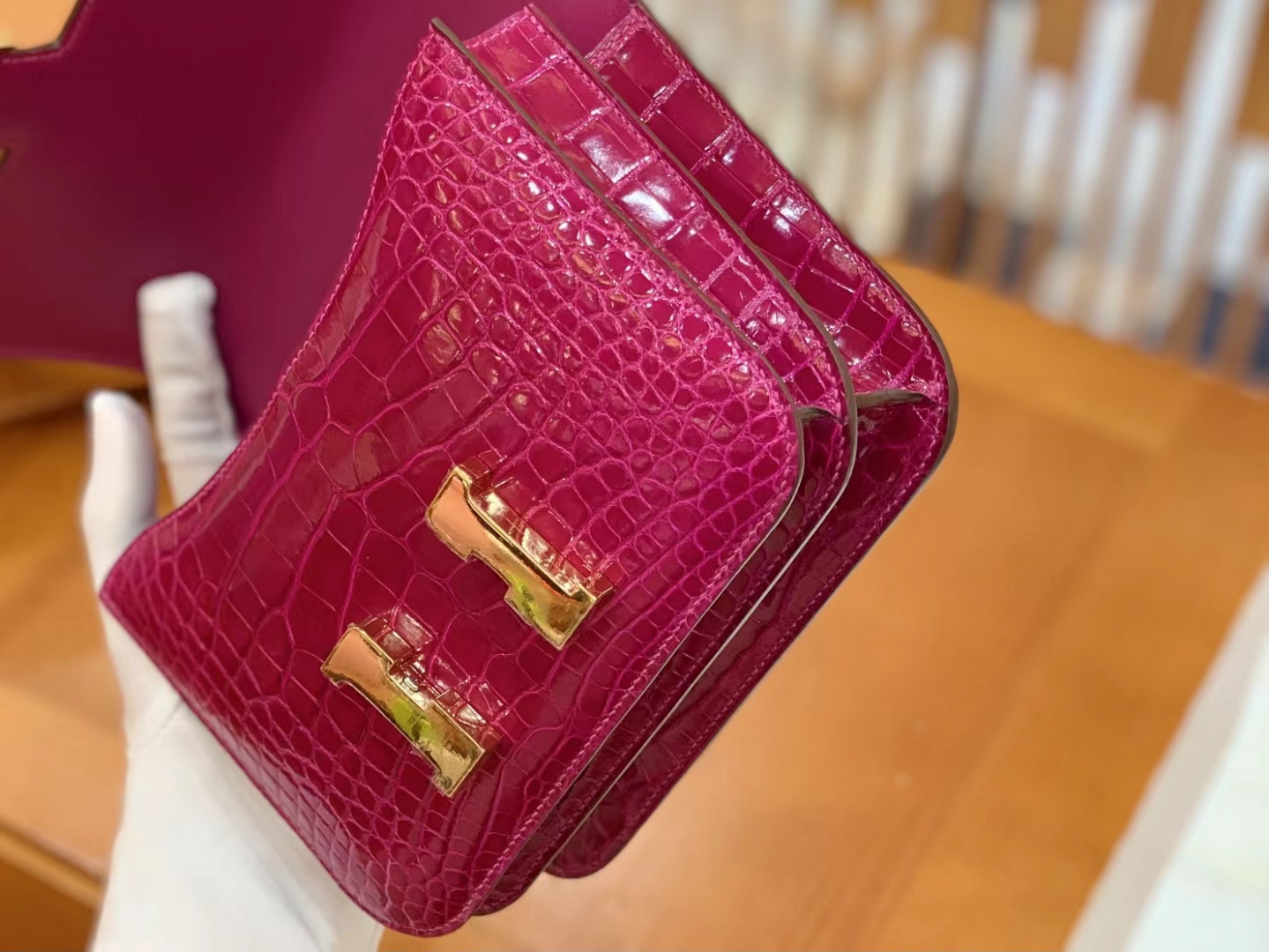 Hermès（爱马仕）Constance 空姐包 天方夜谭紫 一级美洲鳄鱼皮 金扣 19cm 原版蜜蜡线 顶级手缝