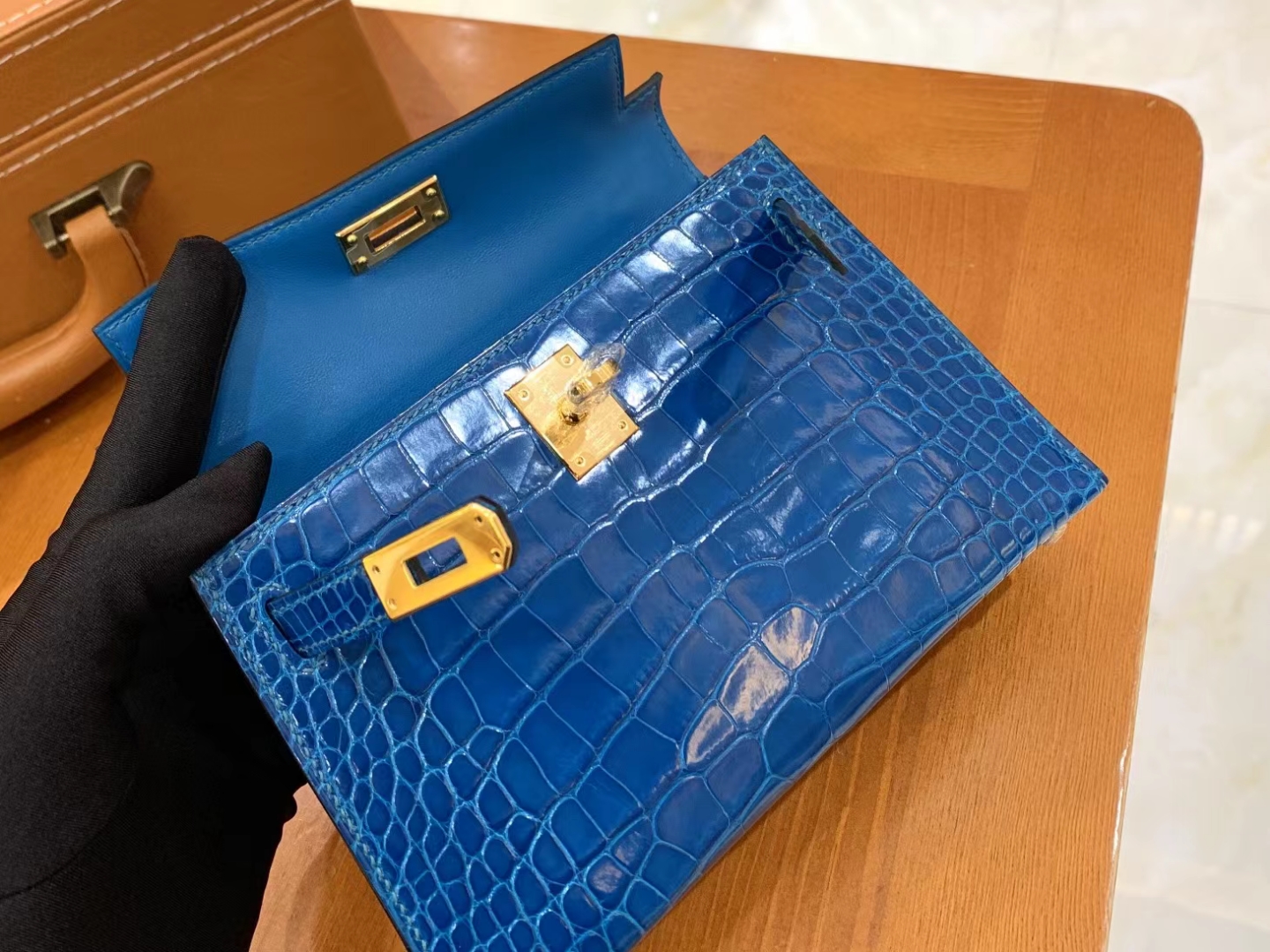 Hermès（爱马仕）Mini kelly 迷你凯莉 伊兹密尔蓝 一级美洲鳄鱼皮 金扣 二代 原版蜜蜡线 顶级手缝