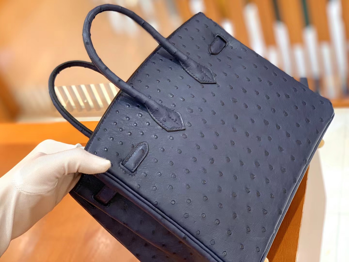 Hermès（爱马仕）Birkin 铂金包 马耳他蓝 南非KK级鸵鸟皮 金扣 25cm 原版蜜蜡线 顶级手缝