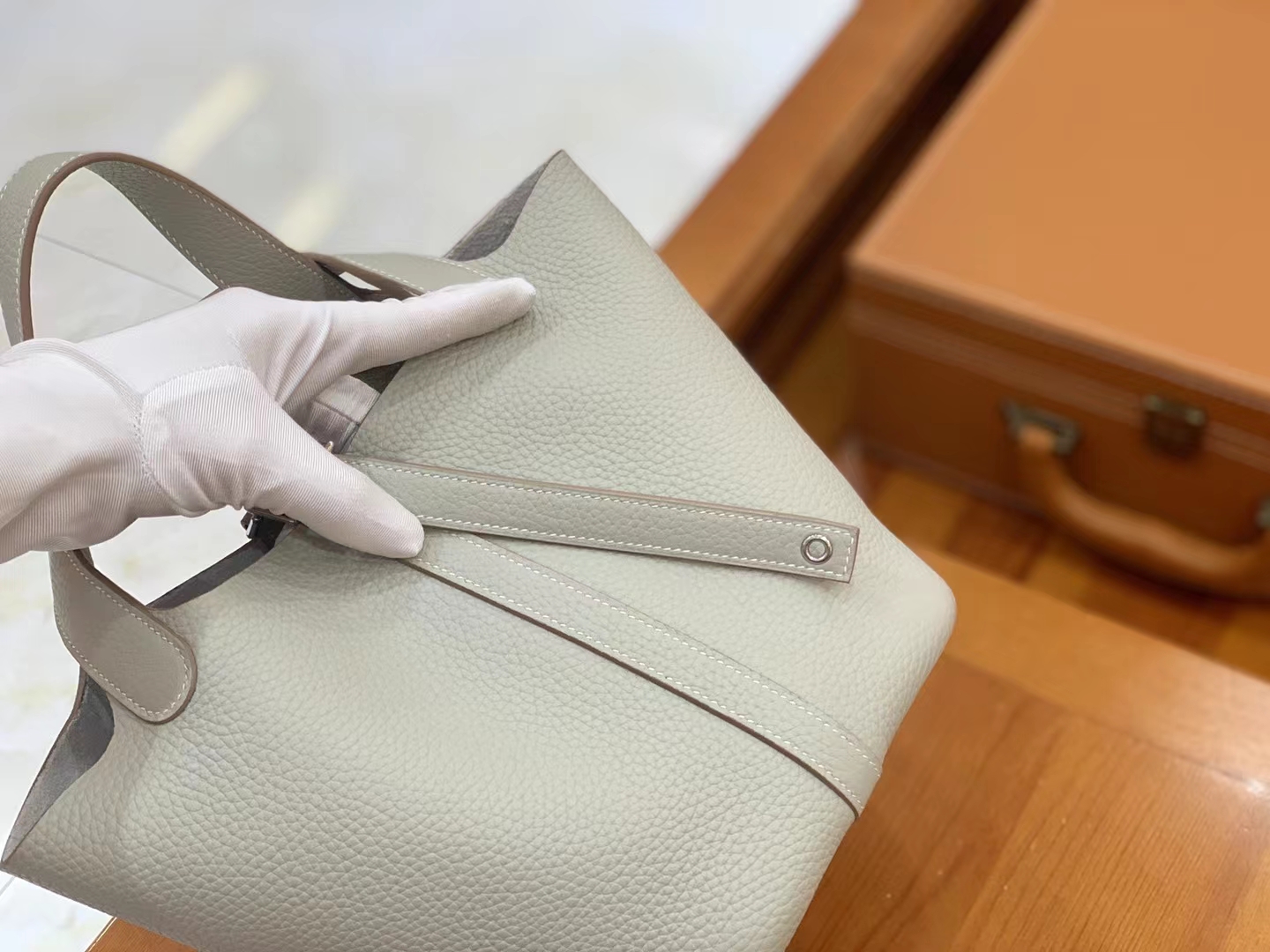 Hermès（爱马仕）Picotin 菜篮子 珍珠灰 进口TC大牛皮 银扣 18cm 原版蜜蜡线 顶级手缝