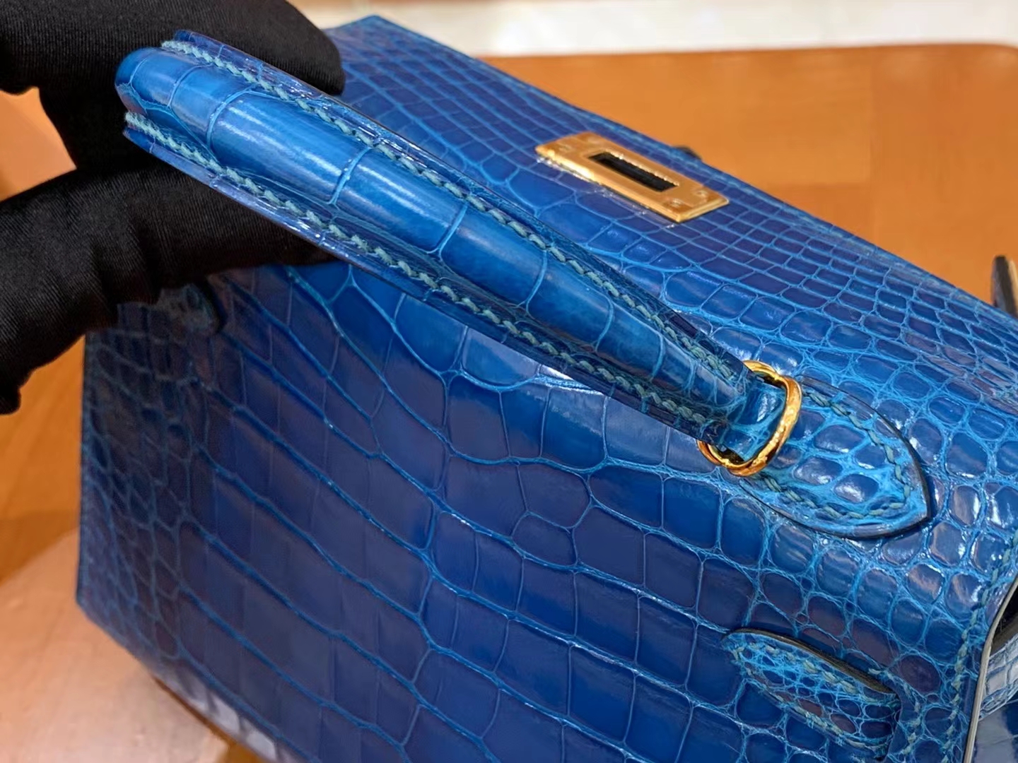 Hermès（爱马仕）Mini kelly 迷你凯莉 伊兹密尔蓝 一级美洲鳄鱼皮 金扣 二代 原版蜜蜡线 顶级手缝