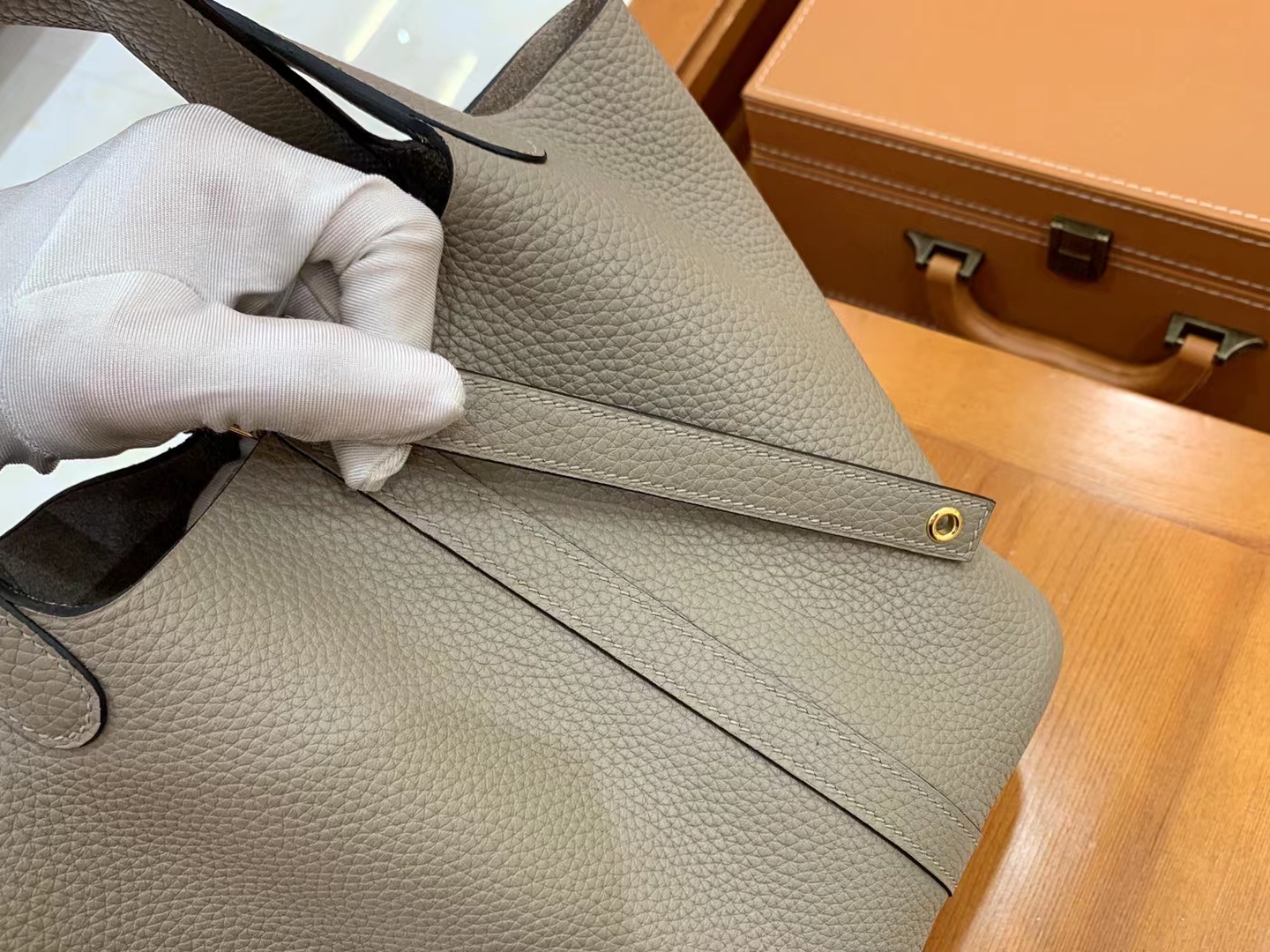 Hermès（爱马仕）Picotin 菜篮子 沥青灰 进口TC大牛皮 金扣 18cm 原版蜜蜡线 顶级手缝