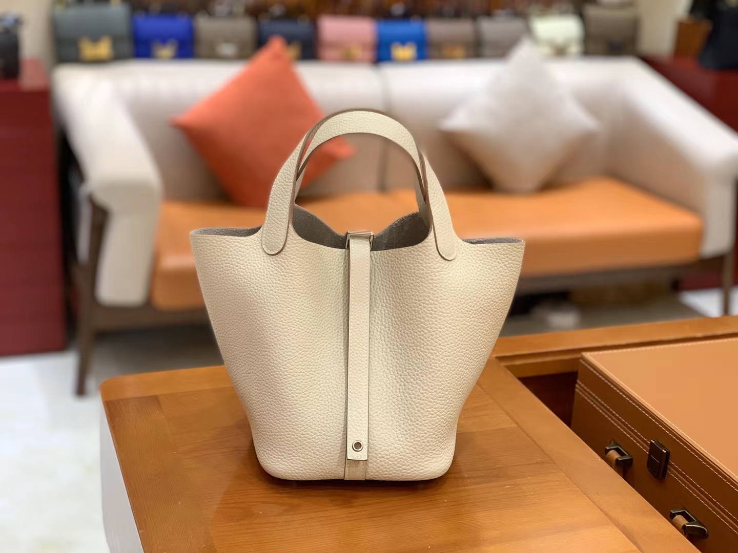 Hermès（爱马仕）Picotin 菜篮子 奶昔白 进口TC大牛皮 银扣 18cm 原版蜜蜡线 顶级手缝