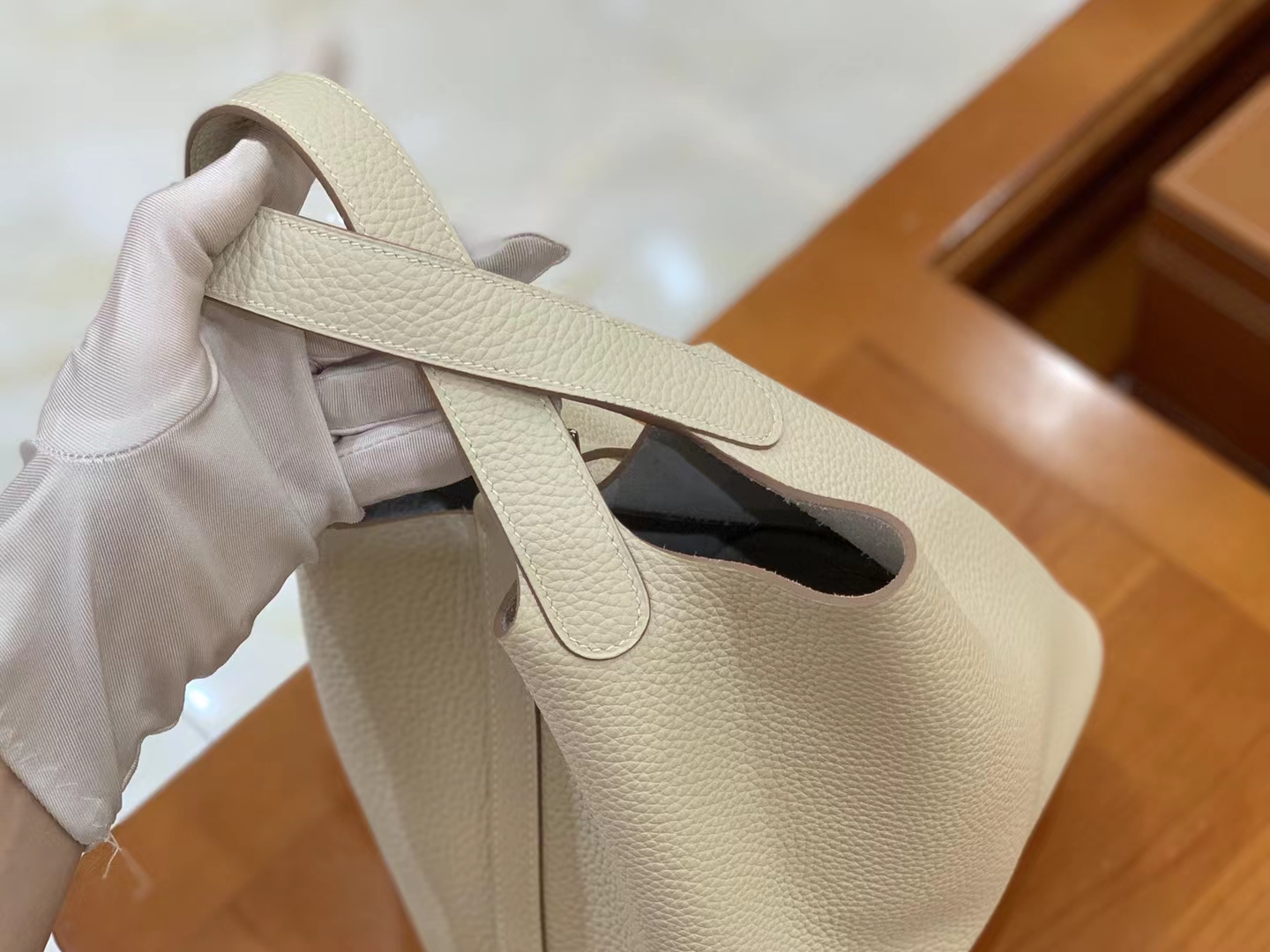 Hermès（爱马仕）Picotin 菜篮子 奶昔白 进口TC大牛皮 银扣 18cm 原版蜜蜡线 顶级手缝