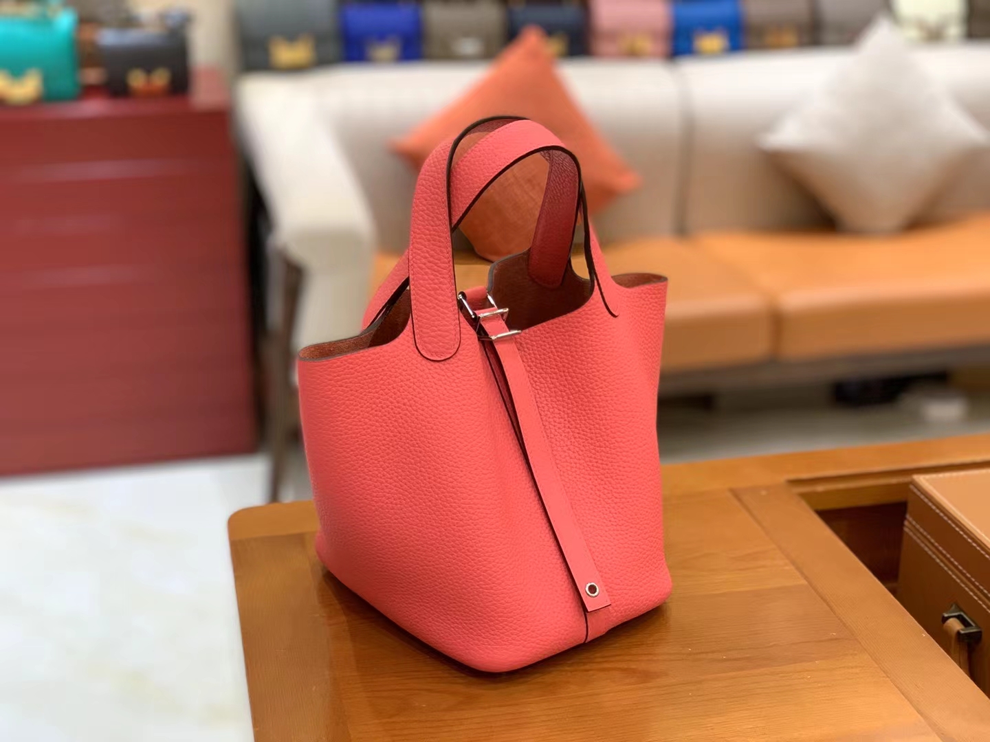 Hermès（爱马仕）Picotin 菜篮子 唇膏粉 进口TC大牛皮 银扣 18cm 原版蜜蜡线 顶级手缝