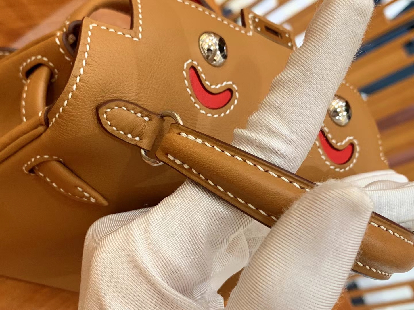 Hermès（爱马仕）Kelly doll 娃娃包 金棕色 进口swift皮 蜡线手缝