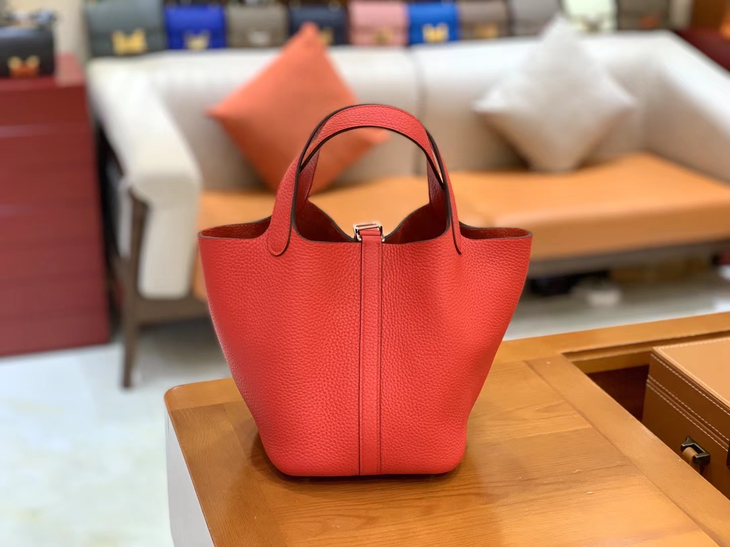 Hermès（爱马仕）Picotin 菜篮子 大红色 进口TC大牛皮 银扣 18cm 原版蜜蜡线 顶级手缝