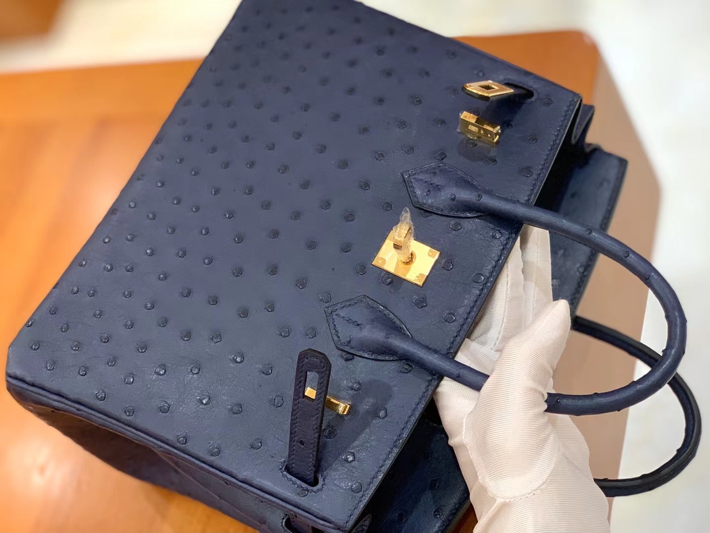 Hermès（爱马仕）Birkin 铂金包 马耳他蓝 南非KK级鸵鸟皮 金扣 25cm 原版蜜蜡线 顶级手缝