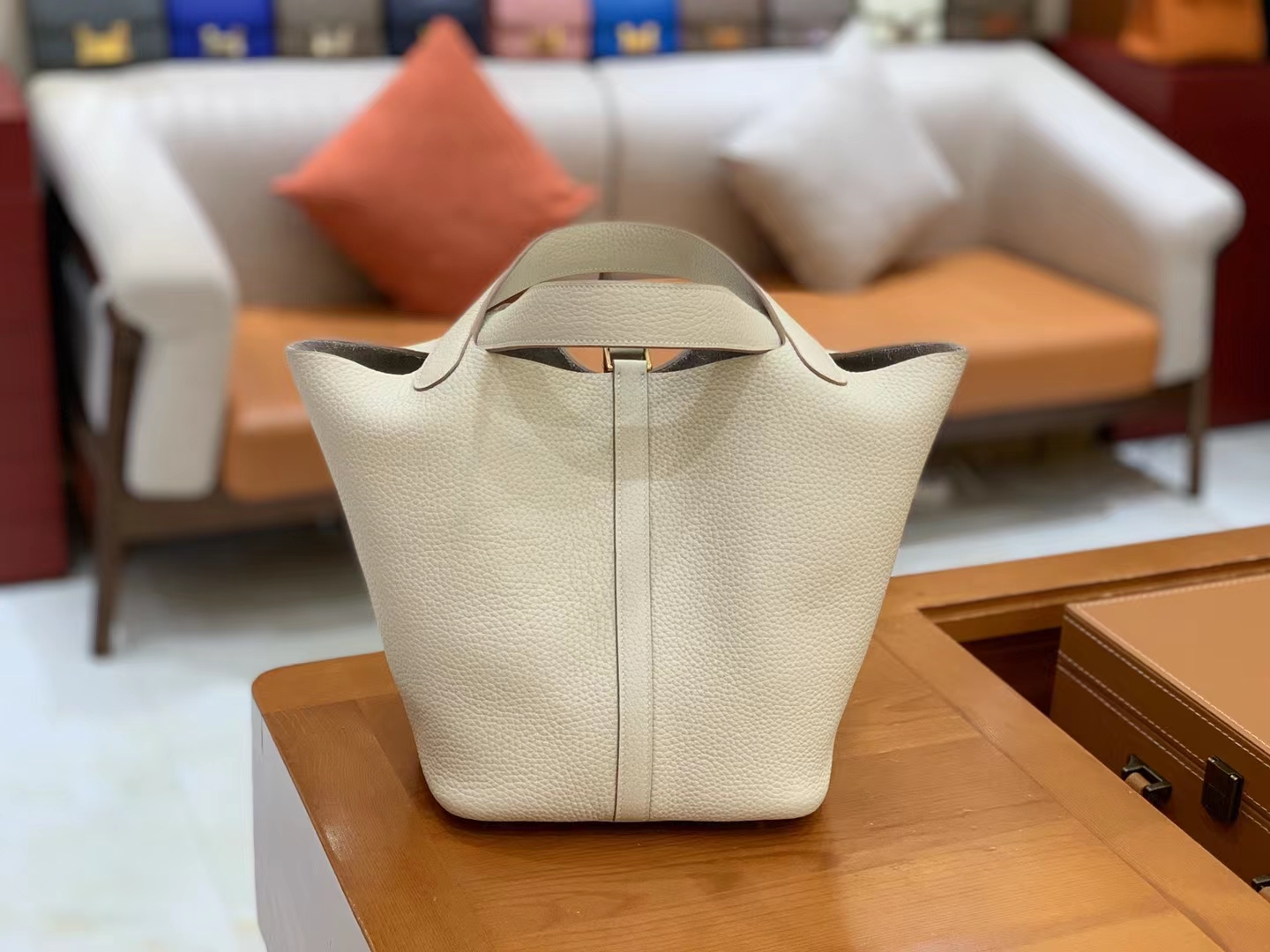 Hermès（爱马仕）Picotin 菜篮子 奶昔白 进口TC大牛皮 金扣 22cm 原版蜜蜡线 顶级手缝