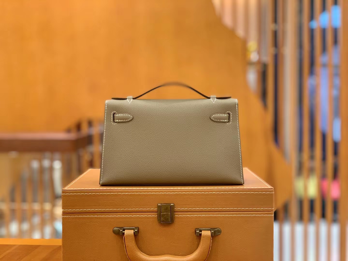 Hermès（爱马仕）Mini kelly Pochette 大象灰 Epsom牛皮 银扣 一代 原版蜜蜡线 顶级手缝