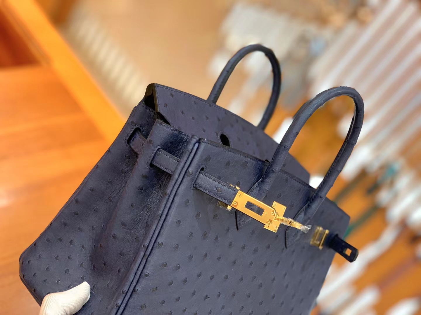 Hermès（爱马仕）Birkin 铂金包 马耳他蓝 南非KK级鸵鸟皮 金扣 25cm 原版蜜蜡线 顶级手缝