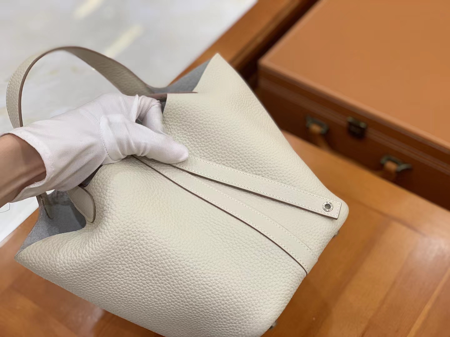 Hermès（爱马仕）Picotin 菜篮子 奶昔白 进口TC大牛皮 银扣 18cm 原版蜜蜡线 顶级手缝