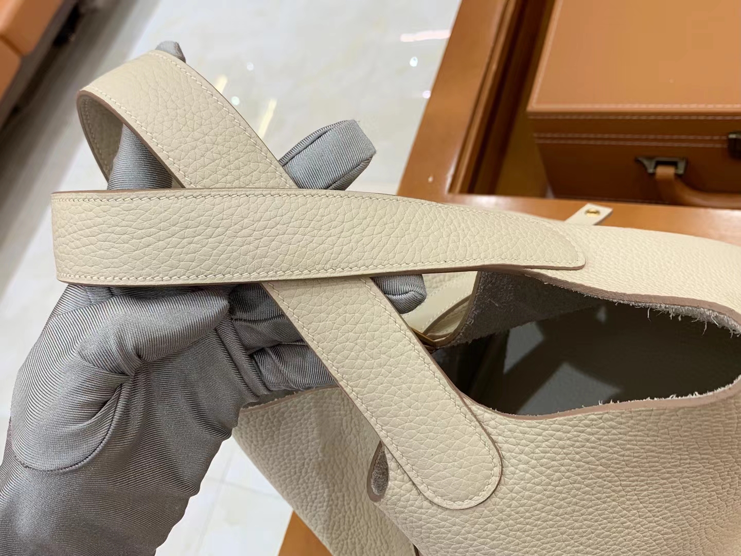 Hermès（爱马仕）Picotin 菜篮子 奶昔白 进口TC大牛皮 金扣 22cm 原版蜜蜡线 顶级手缝