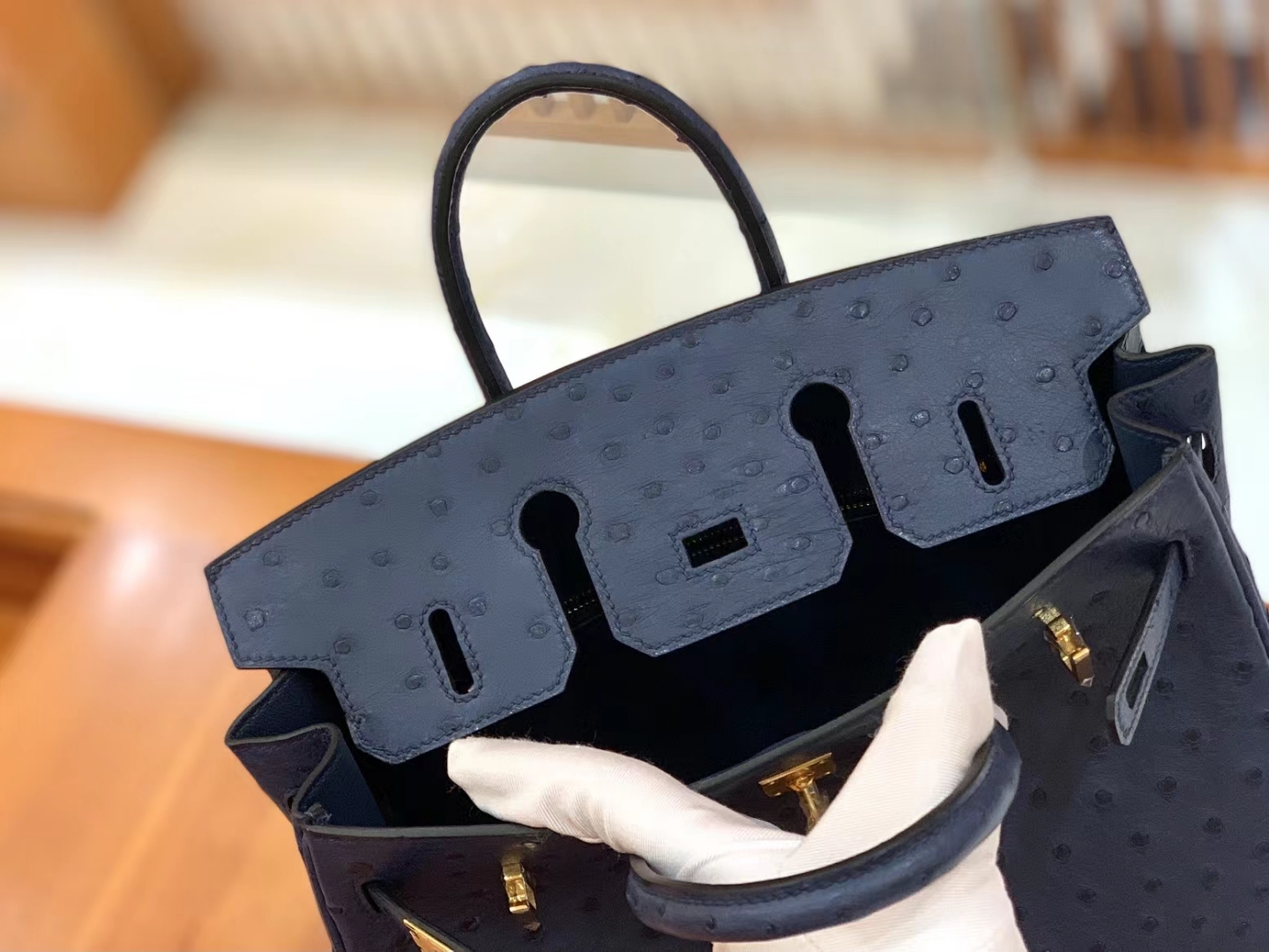 Hermès（爱马仕）Birkin 铂金包 马耳他蓝 南非KK级鸵鸟皮 金扣 25cm 原版蜜蜡线 顶级手缝