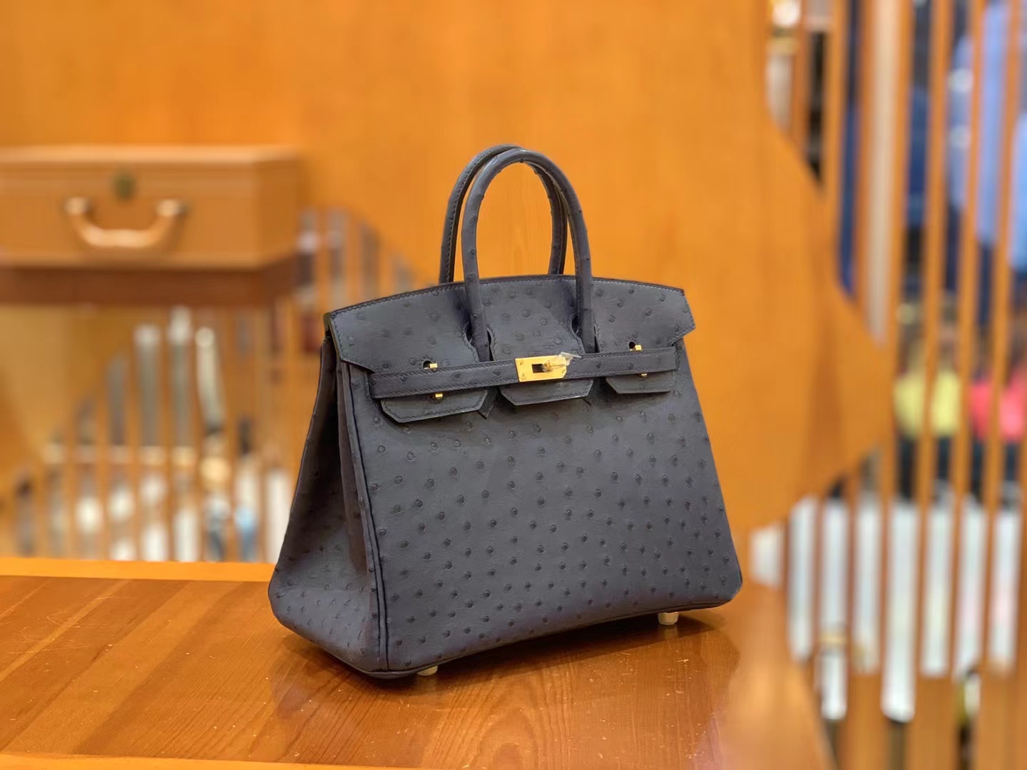 Hermès（爱马仕）Birkin 铂金包 马耳他蓝 南非KK级鸵鸟皮 金扣 25cm 原版蜜蜡线 顶级手缝