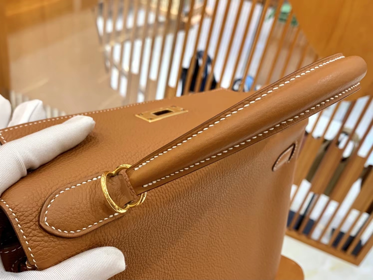 Hermès（爱马仕）Kelly 凯莉包 金棕色 Togo小牛皮 金扣 28cm 原版蜜蜡线 顶级手缝