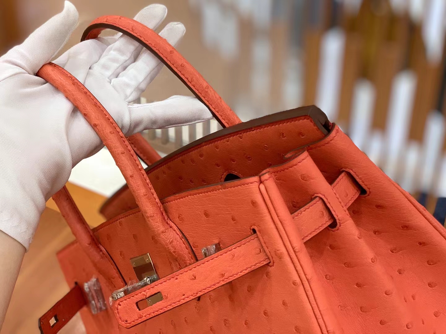 Hermès（爱马仕）Birkin 铂金包  南非KK级鸵鸟皮 德克萨斯粉 银扣 30cm 原版蜜蜡线 顶级手缝