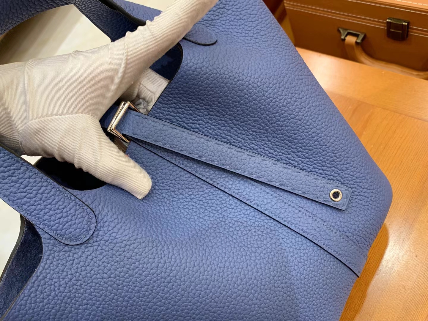 Hermès（爱马仕）Picotin 菜篮子 明兰色 进口TC大牛皮 银扣 18cm 原版蜜蜡线 顶级手缝