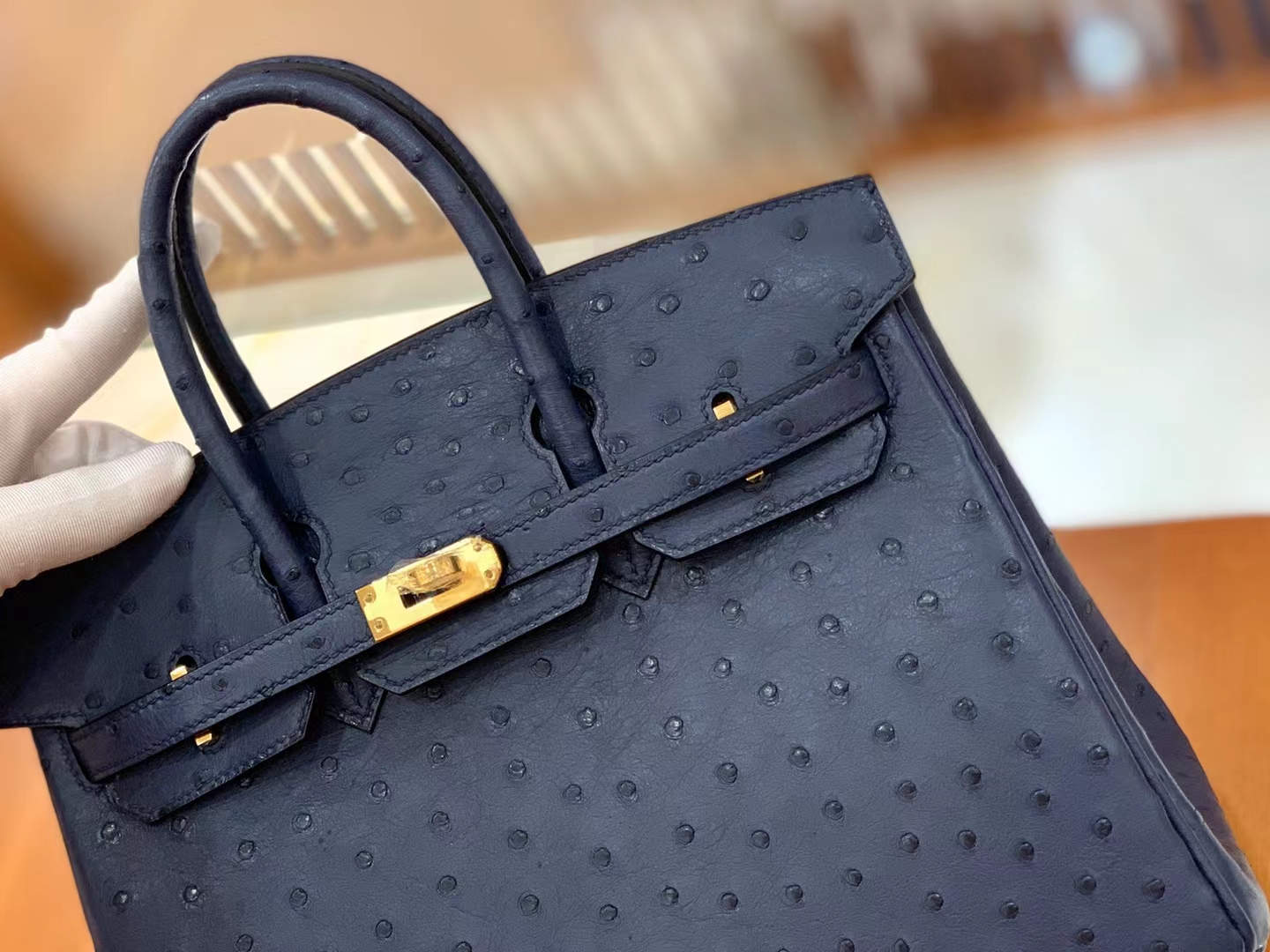 Hermès（爱马仕）Birkin 铂金包 马耳他蓝 南非KK级鸵鸟皮 金扣 25cm 原版蜜蜡线 顶级手缝