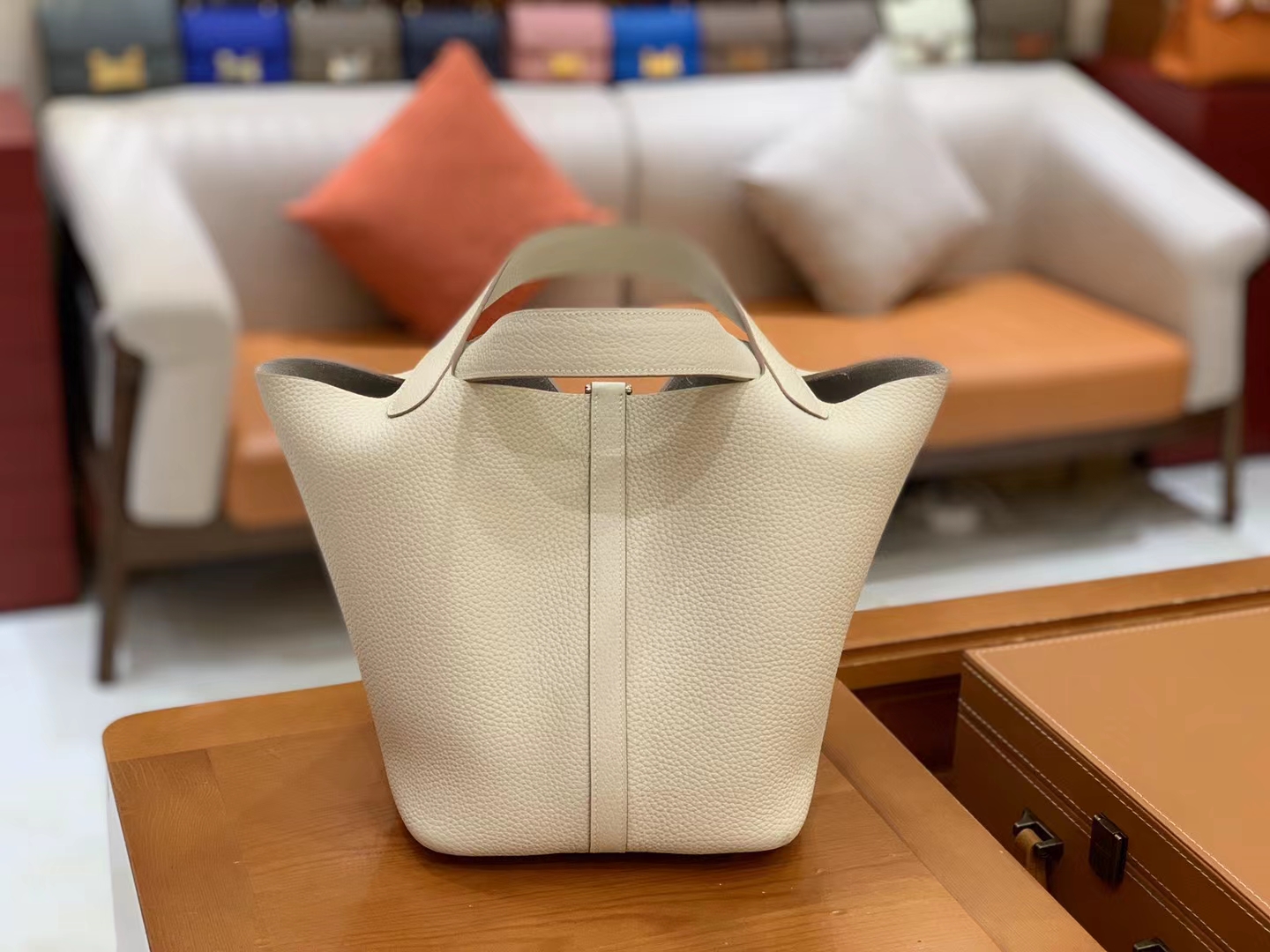 Hermès（爱马仕）Picotin 菜篮子 奶昔白 进口TC大牛皮 银扣 22cm 原版蜜蜡线 顶级手缝