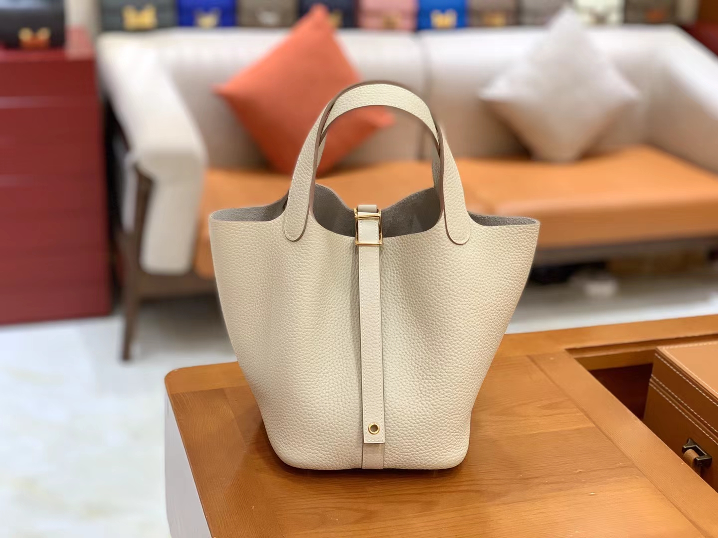 Hermès（爱马仕）Picotin 菜篮子 奶昔白 进口TC大牛皮 金扣 18cm 原版蜜蜡线 顶级手缝