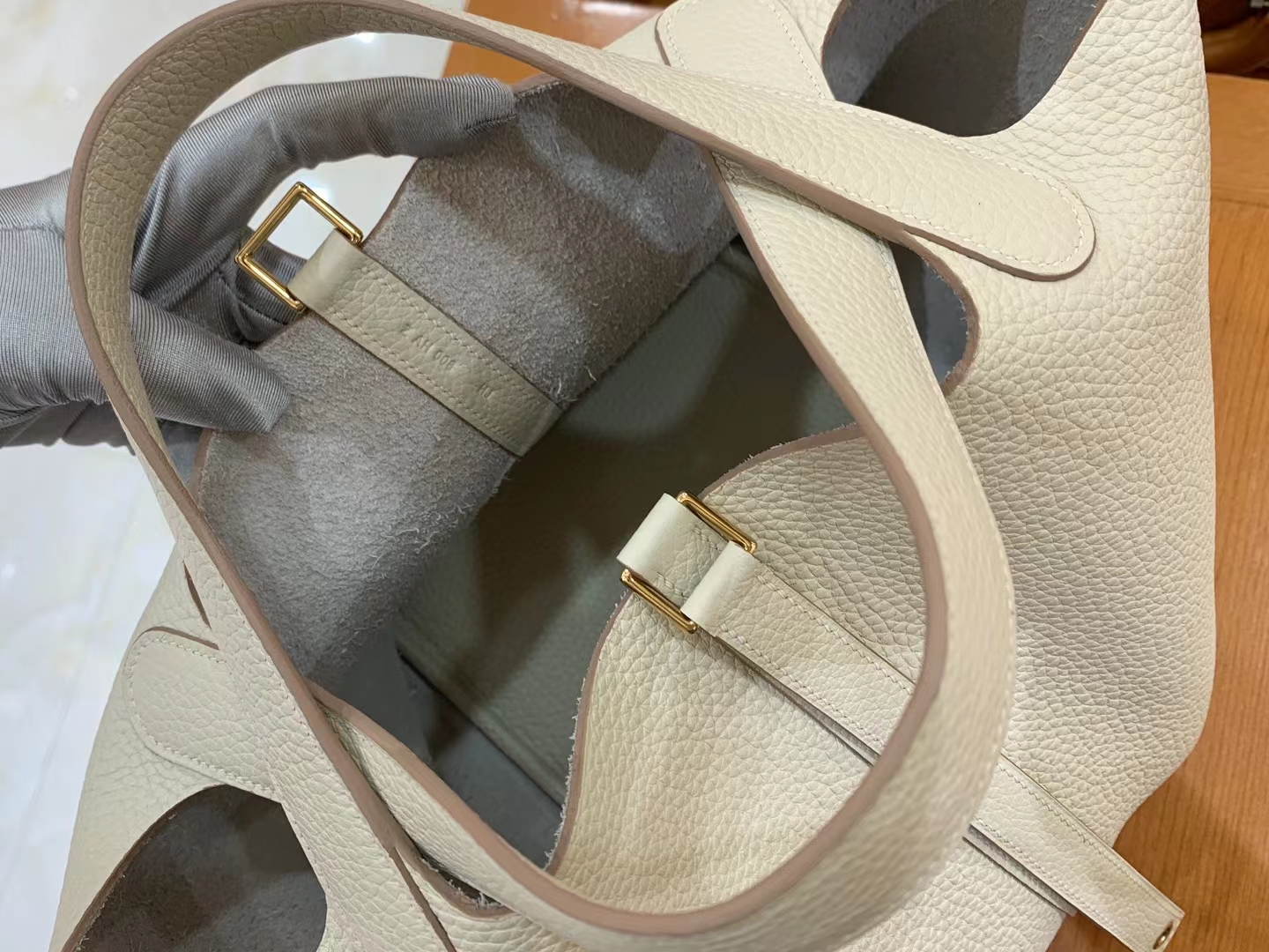 Hermès（爱马仕）Picotin 菜篮子 奶昔白 进口TC大牛皮 金扣 22cm 原版蜜蜡线 顶级手缝