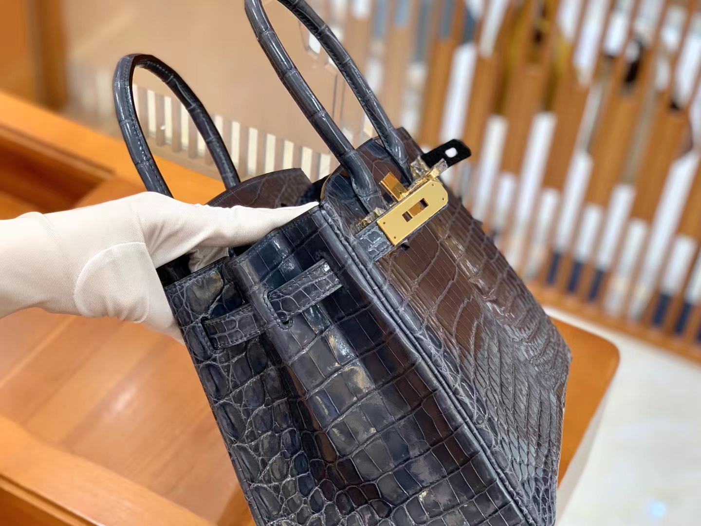 Hermès（爱马仕）Birkin 铂金包 牛仔蓝 一级尼罗鳄鱼皮 金扣 30cm 原版蜜蜡线 顶级手缝