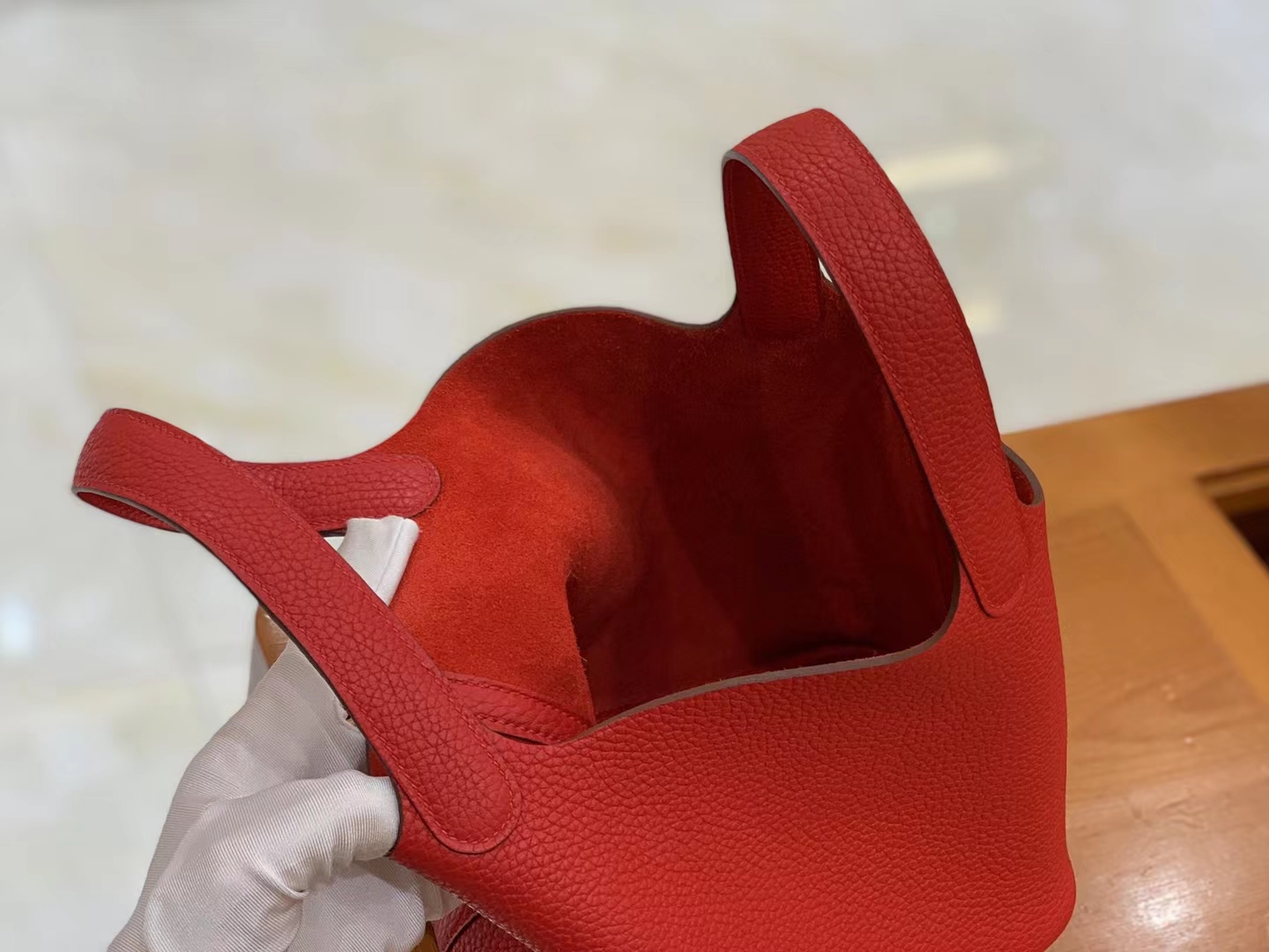 Hermès（爱马仕）Picotin 菜篮子 大红 进口TC大牛皮 金扣 18cm 原版蜜蜡线 顶级手缝