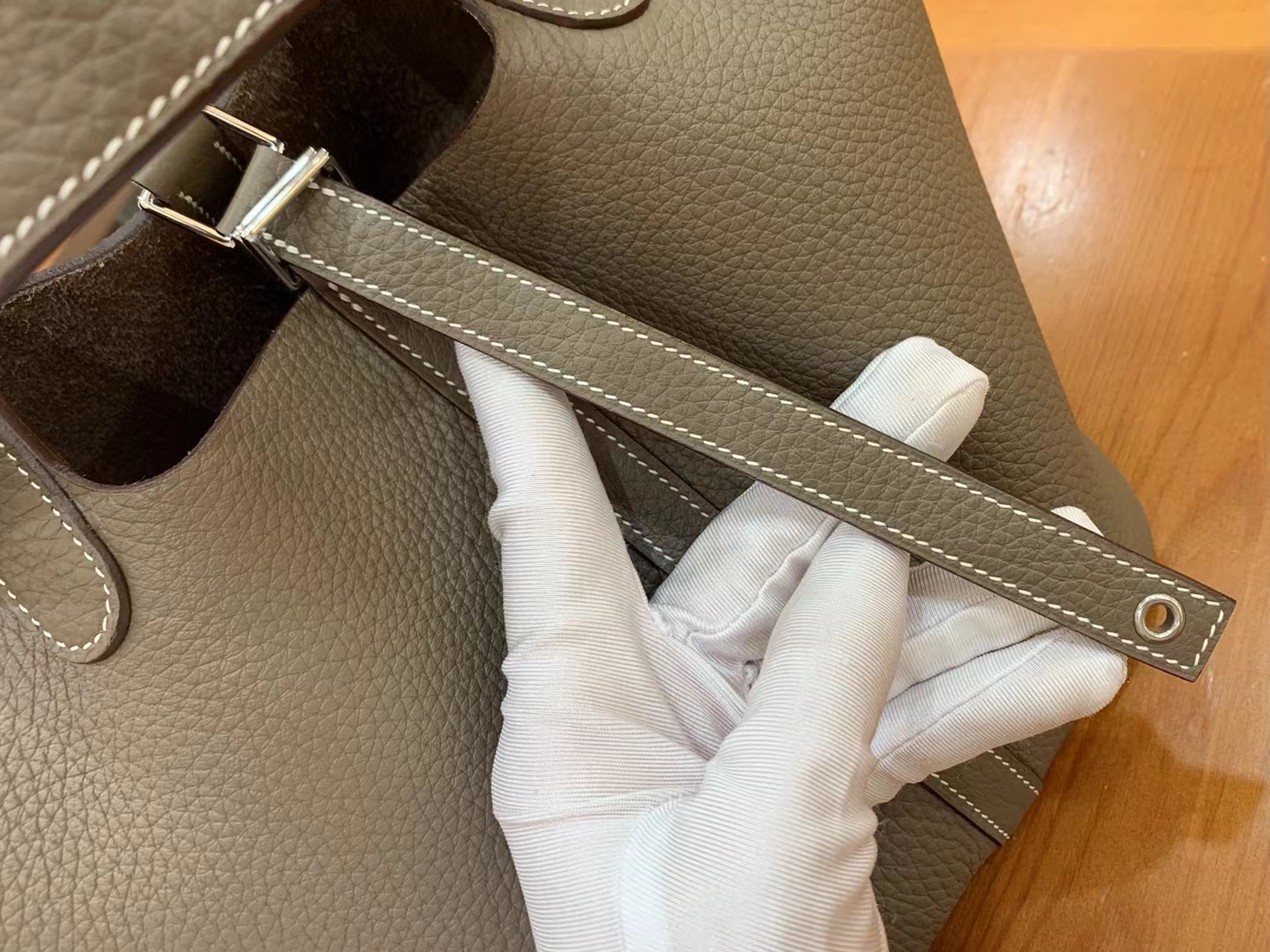 Hermès（爱马仕）Picotin 菜篮子 大象灰 进口TC大牛皮 银扣 18cm 原版蜜蜡线 顶级手缝