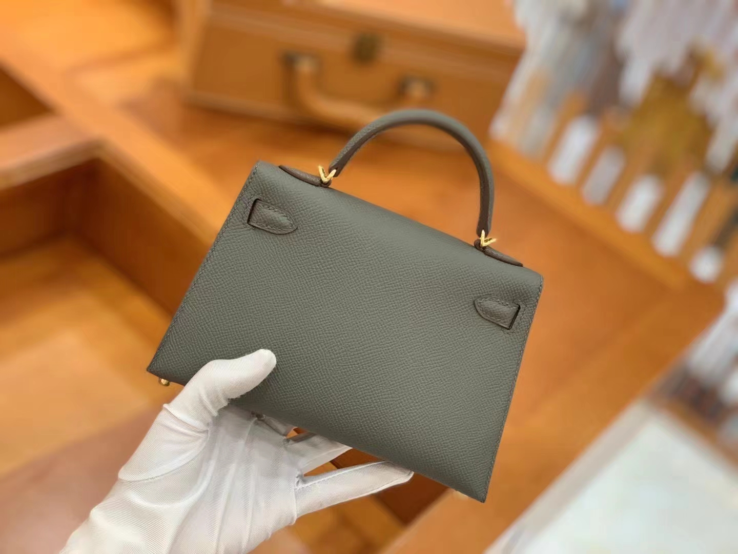 Hermès（爱马仕）新增现货 Mini kelly 迷你凯莉 Epsom 锡器灰 金扣 二代