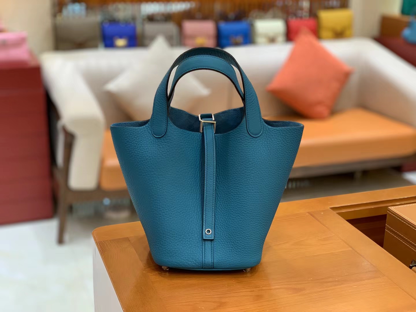 Hermès（爱马仕）Picotin 菜篮子 伊兹密尔蓝 进口TC大牛皮 银扣 18cm 原版蜜蜡线 顶级手缝