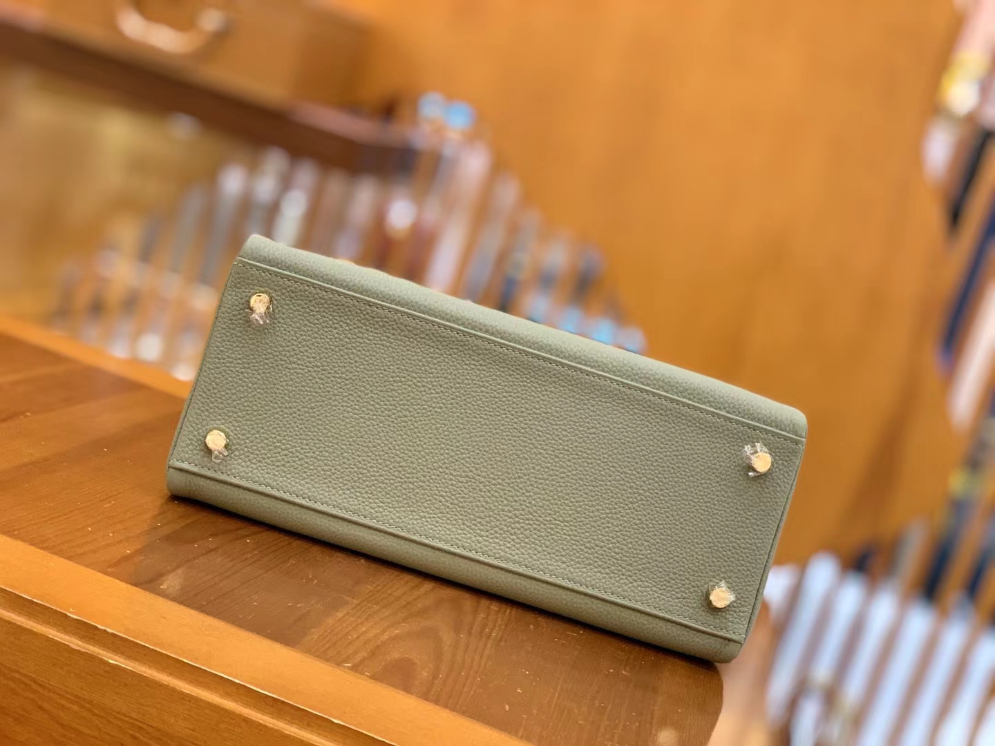 Hermès（爱马仕）Kelly 凯莉包 鼠草绿 Togo小牛皮 金扣 28cm 原版蜜蜡线 顶级手缝