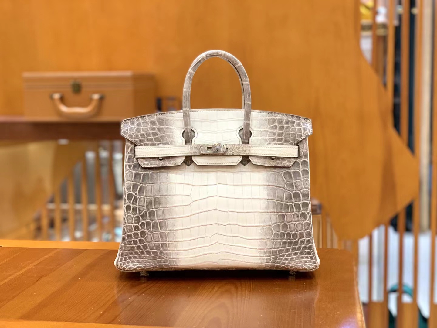 Hermès（爱马仕）Birkin 铂金包 喜马拉雅 进口尼罗鳄鱼皮 包中皇后 银扣 25cm 原版蜜蜡线 顶级手缝