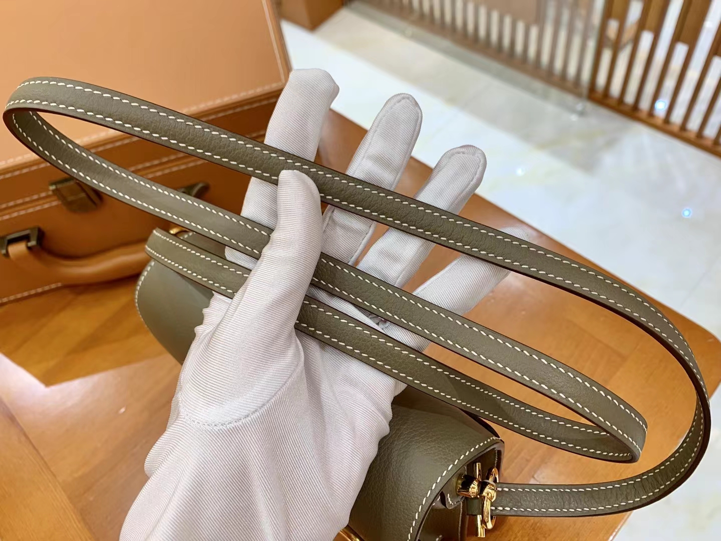 Hermès（爱马仕）Rouils Mini 大象灰 Evercolor牛皮 金扣 18cm 原版蜜蜡线 顶级手缝