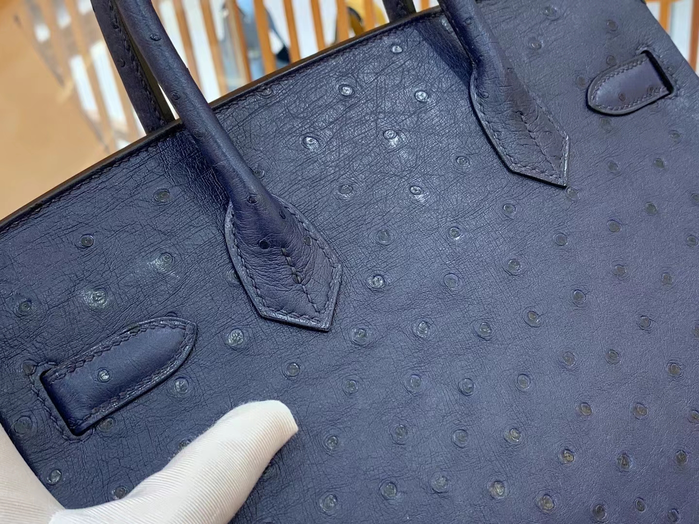 Hermès（爱马仕）Birkin 铂金包 南非KK鸵鸟皮 马耳他蓝 金扣 30cm 原版蜜蜡线 顶级手缝