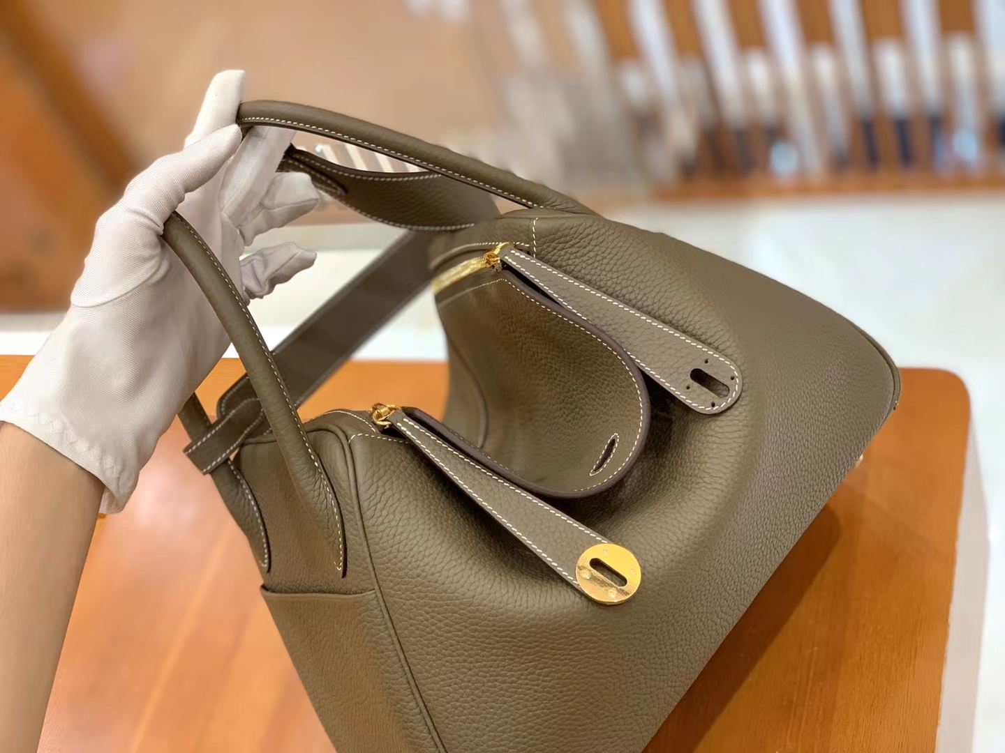 Hermès（爱马仕）Lindy 琳迪包 大象灰 进口TC大牛皮 金扣 30cm 原版蜜蜡线 顶级手缝