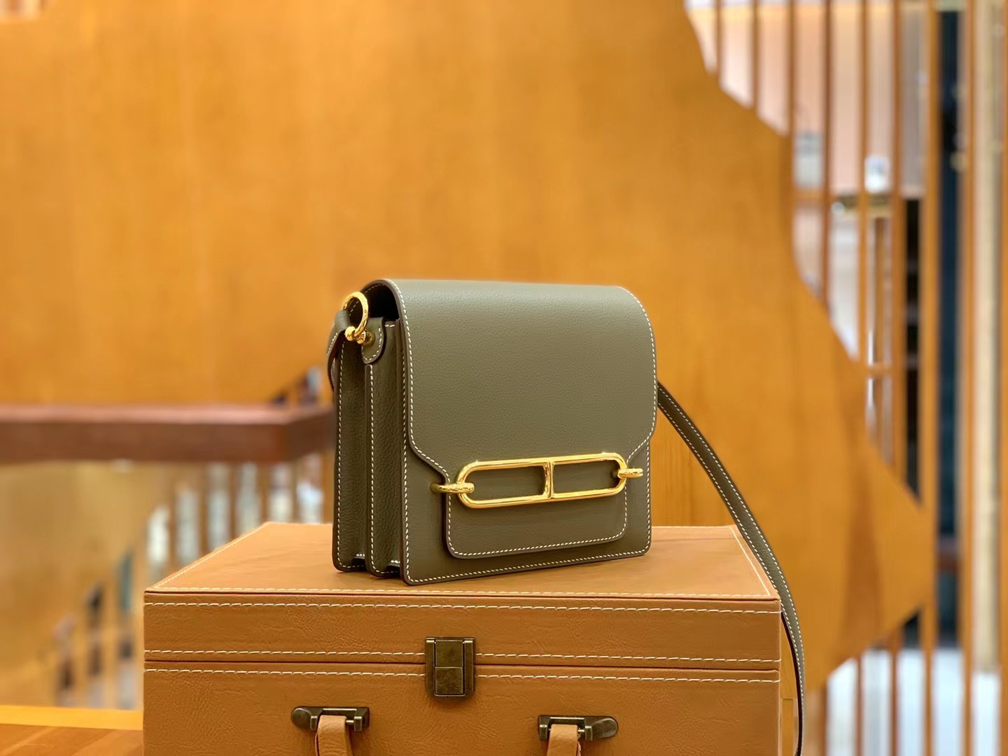 Hermès（爱马仕）Rouils Mini 大象灰 Evercolor牛皮 金扣 18cm 原版蜜蜡线 顶级手缝