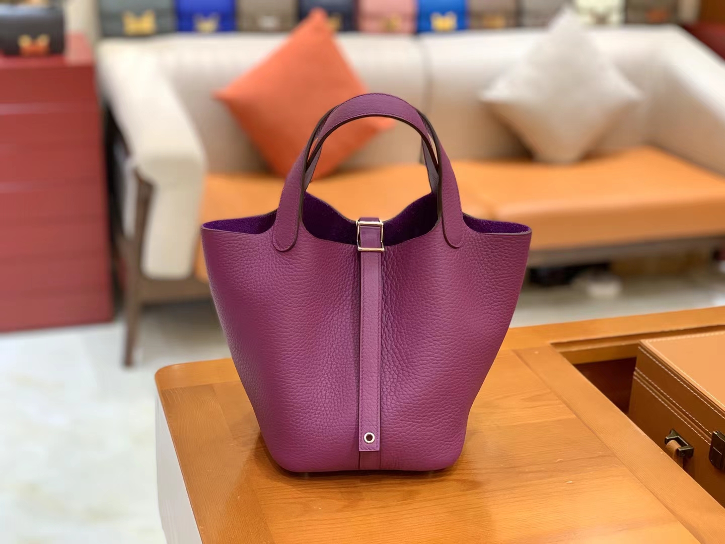 Hermès（爱马仕）Picotin 菜篮子 海葵紫 进口TC大牛皮 银扣 18cm 原版蜜蜡线 顶级手缝