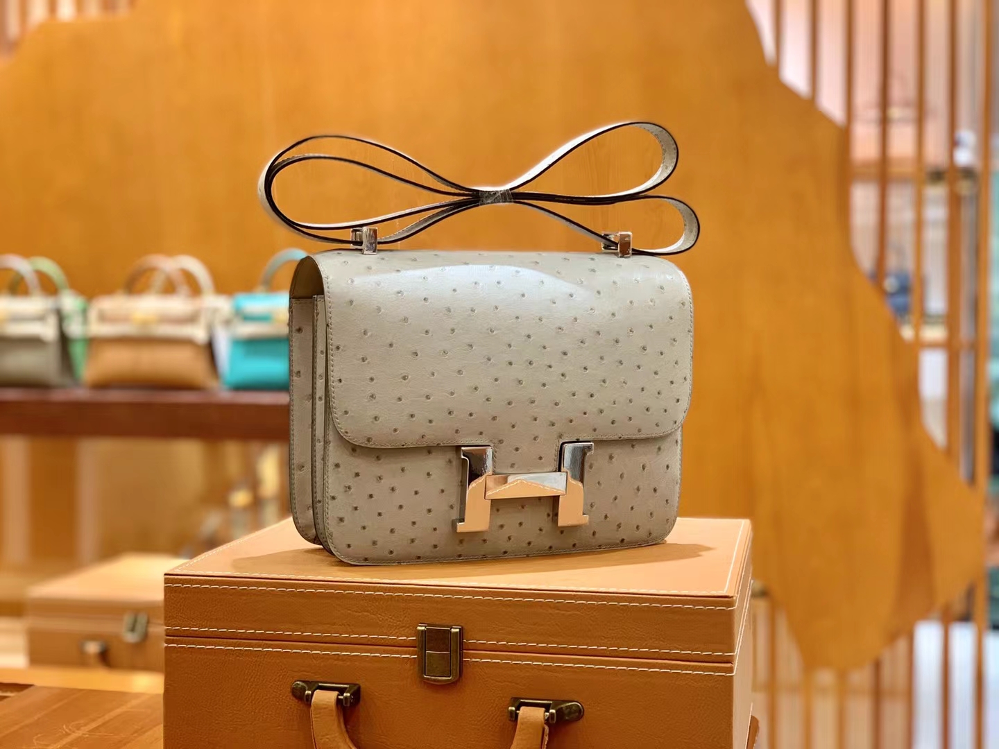 Hermès（爱马仕）Constance 康康 冰川灰 南非KK鸵鸟皮 银扣 24cm 原版蜜蜡线 顶级手缝